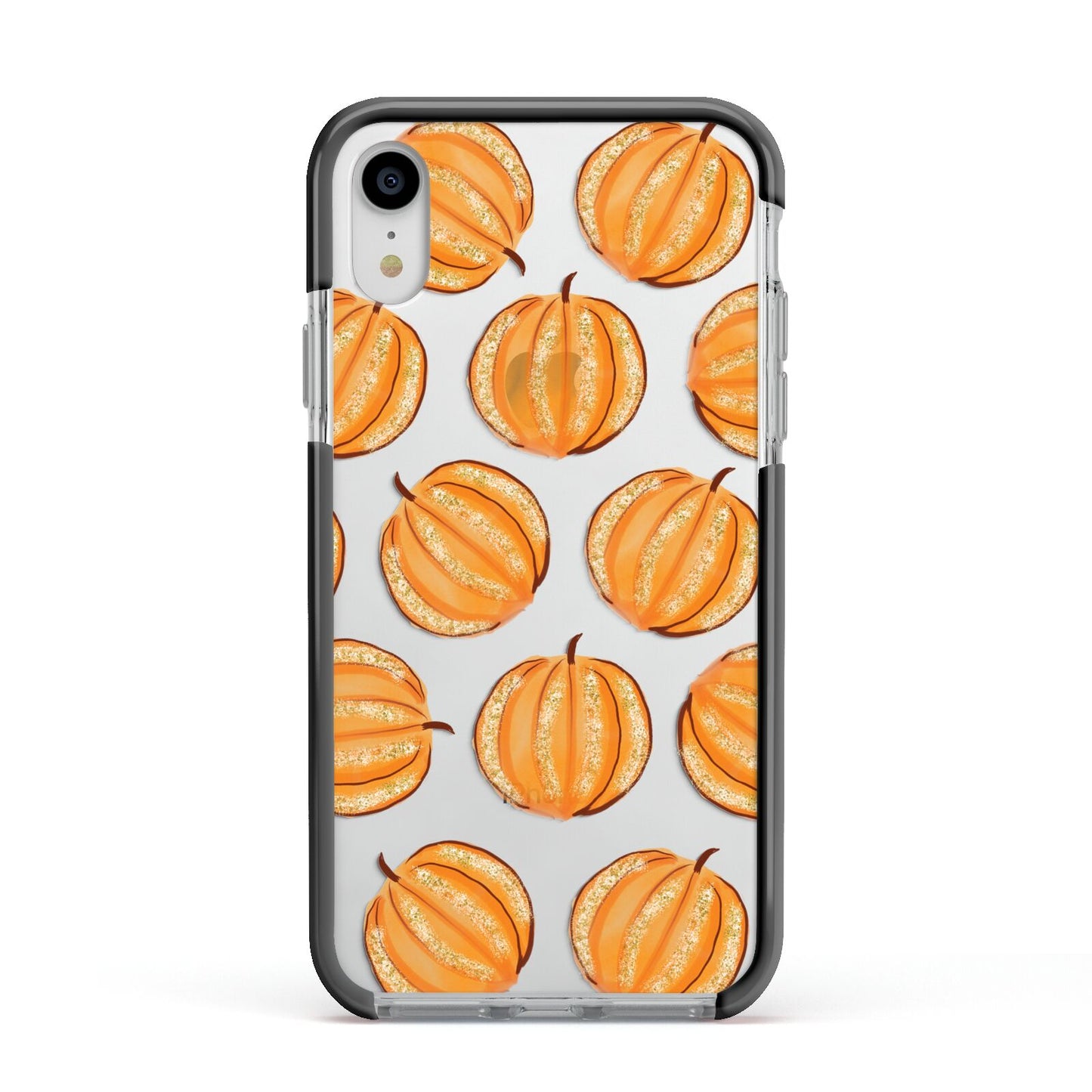 Pumpkin Halloween Apple iPhone XR Impact Case Black Edge on Silver Phone