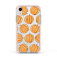 Pumpkin Halloween Apple iPhone XR Impact Case Pink Edge on Silver Phone