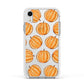 Pumpkin Halloween Apple iPhone XR Impact Case White Edge on Silver Phone