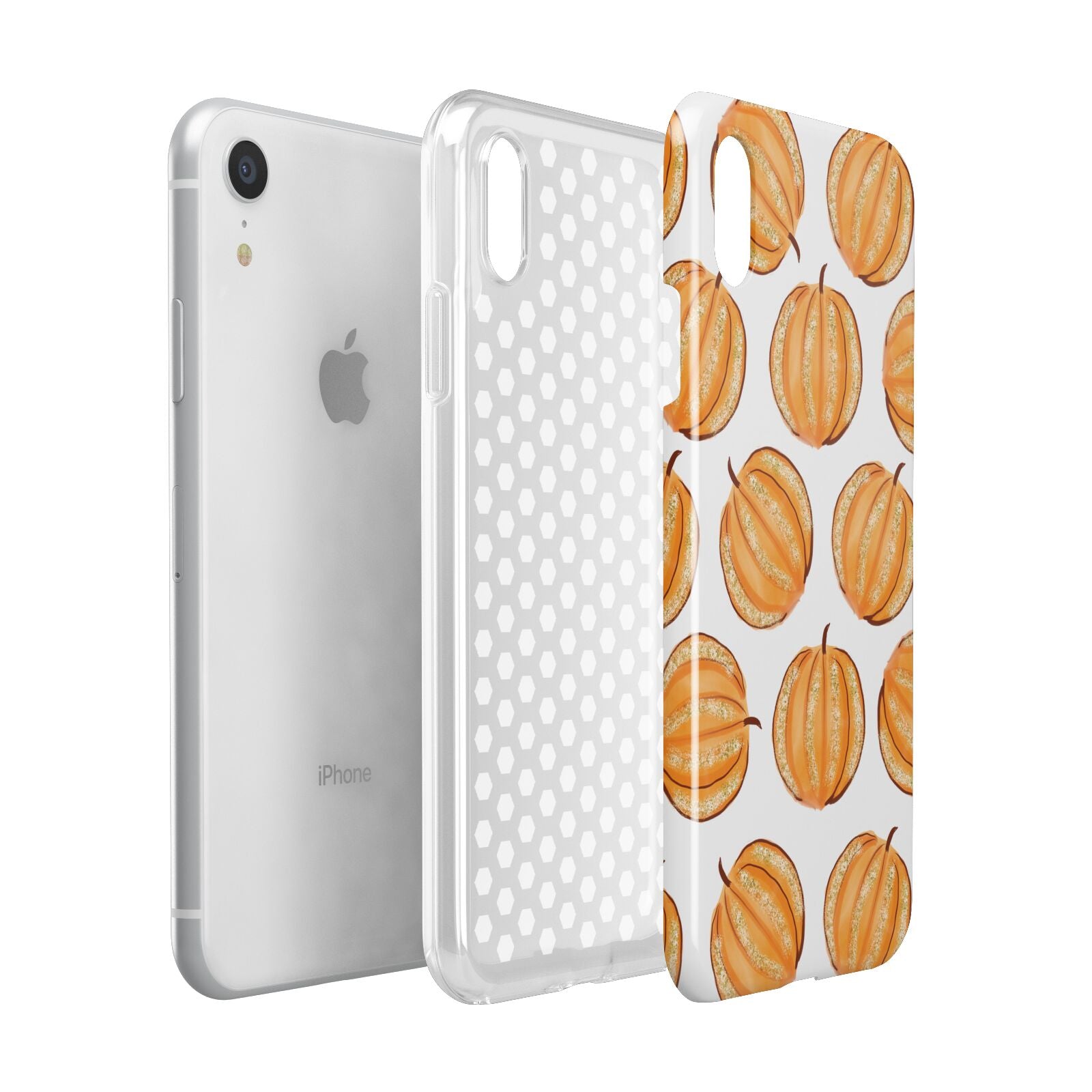 Pumpkin Halloween Apple iPhone XR White 3D Tough Case Expanded view