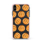 Pumpkin Halloween Apple iPhone Xs Max Impact Case Pink Edge on Black Phone