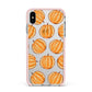 Pumpkin Halloween Apple iPhone Xs Max Impact Case Pink Edge on Silver Phone