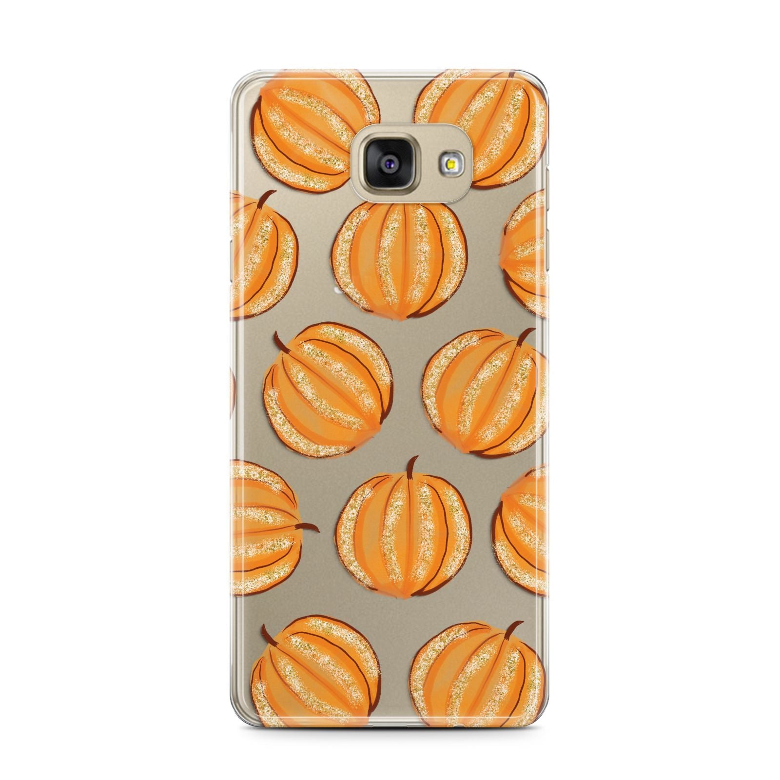 Pumpkin Halloween Samsung Galaxy A7 2016 Case on gold phone
