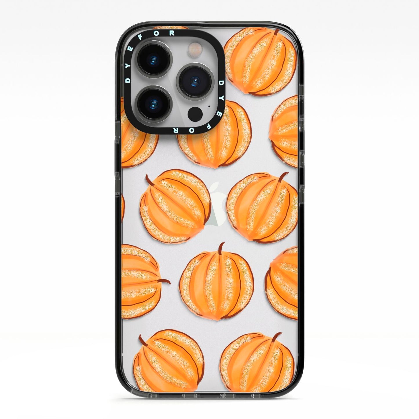 Pumpkin Halloween iPhone 13 Pro Black Impact Case on Silver phone