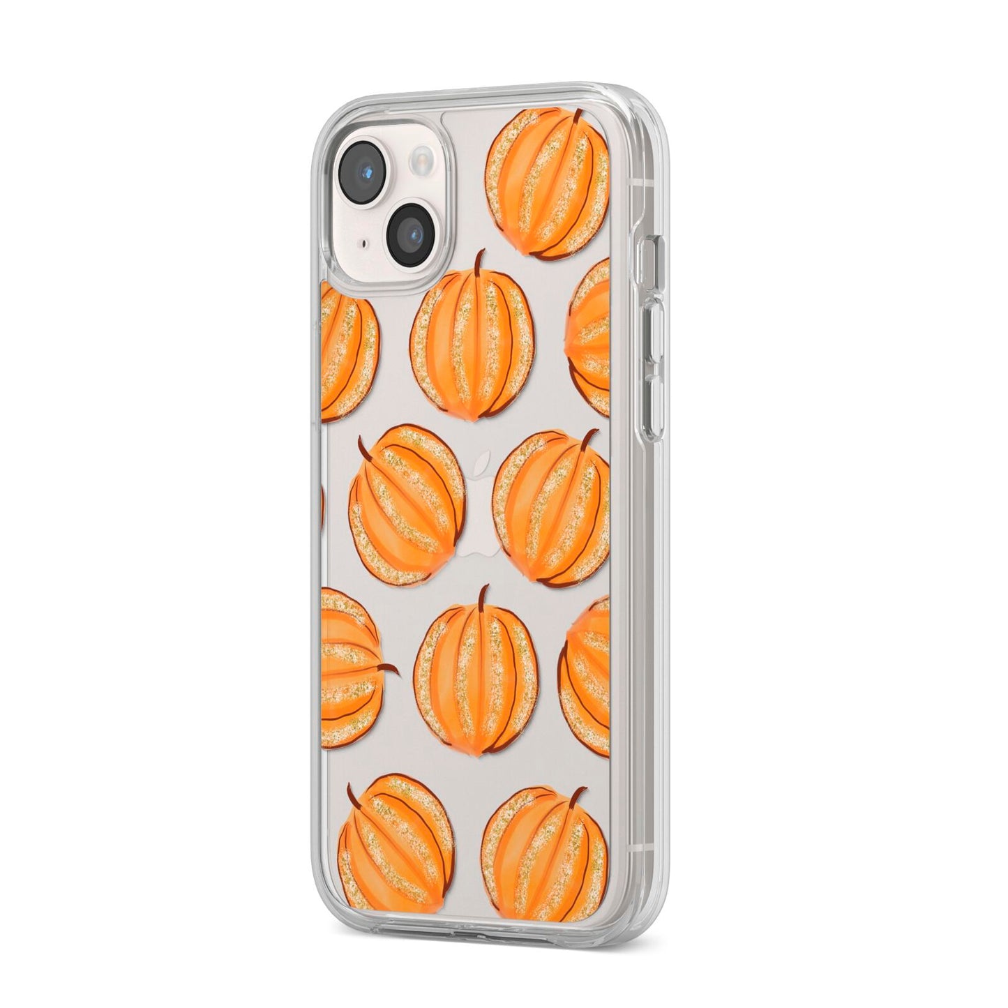 Pumpkin Halloween iPhone 14 Plus Clear Tough Case Starlight Angled Image