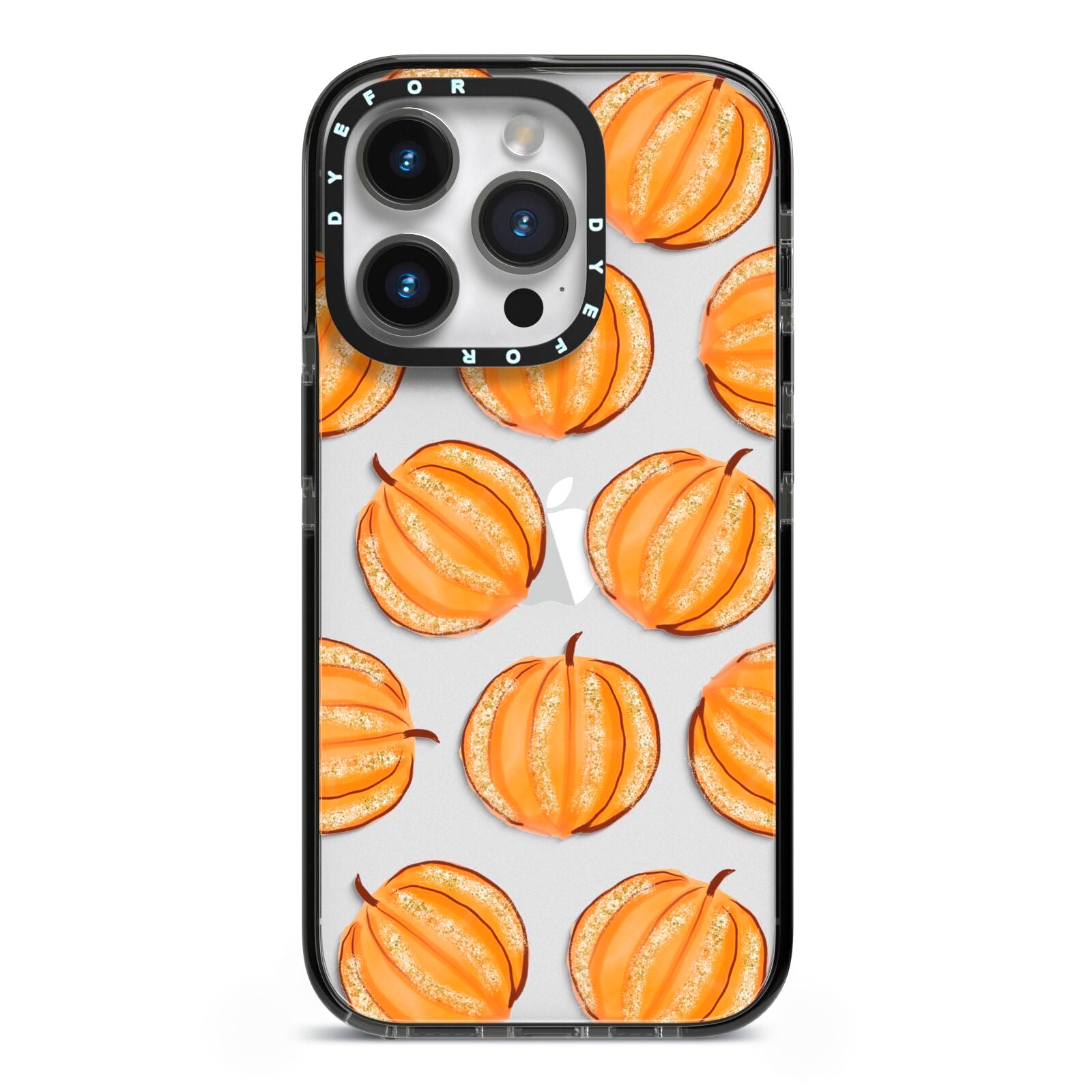 Pumpkin Halloween iPhone 14 Pro Black Impact Case on Silver phone