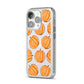 Pumpkin Halloween iPhone 14 Pro Clear Tough Case Silver Angled Image