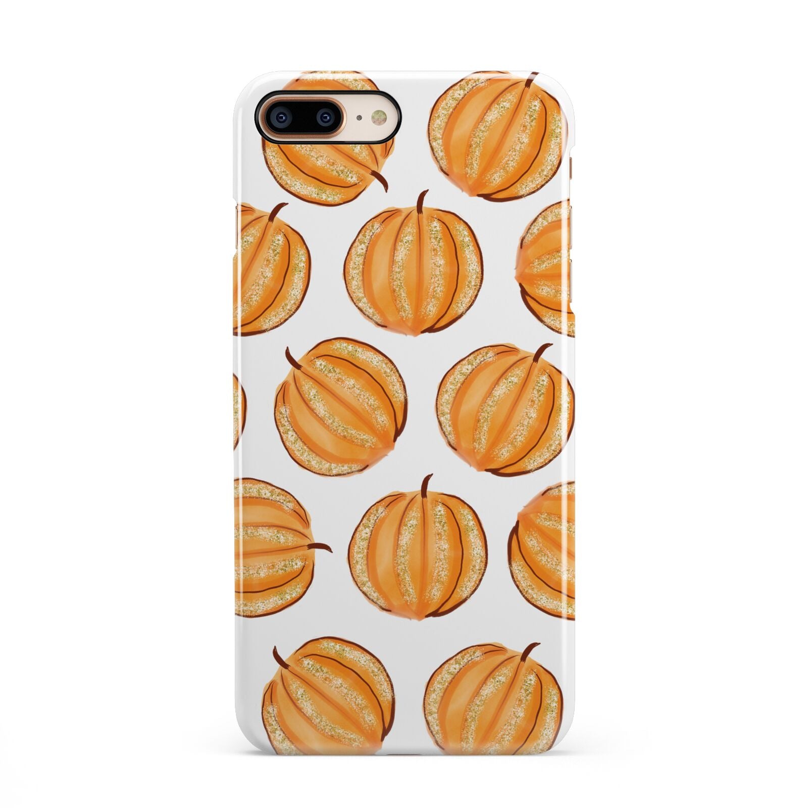 Pumpkin Halloween iPhone 8 Plus 3D Snap Case on Gold Phone