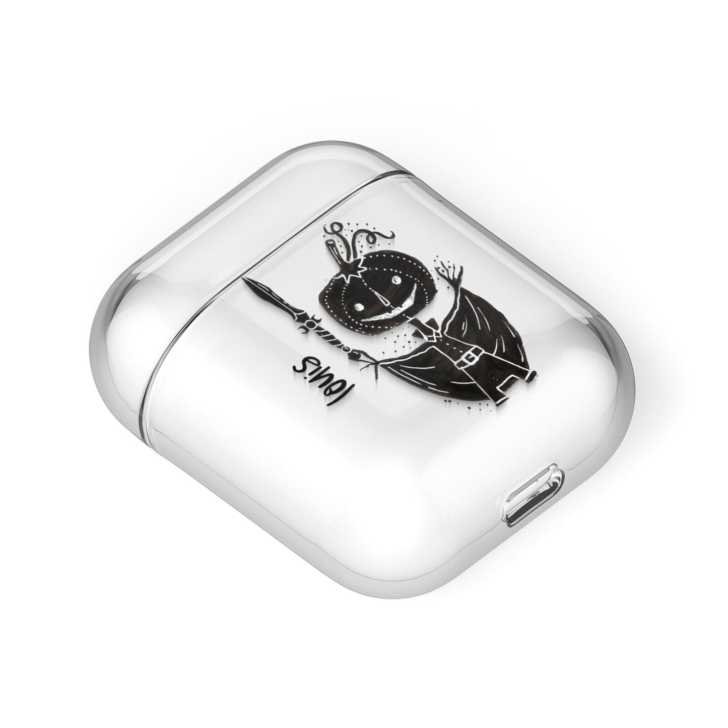 Pumpkin Head Personalised AirPods Case Laid Flat