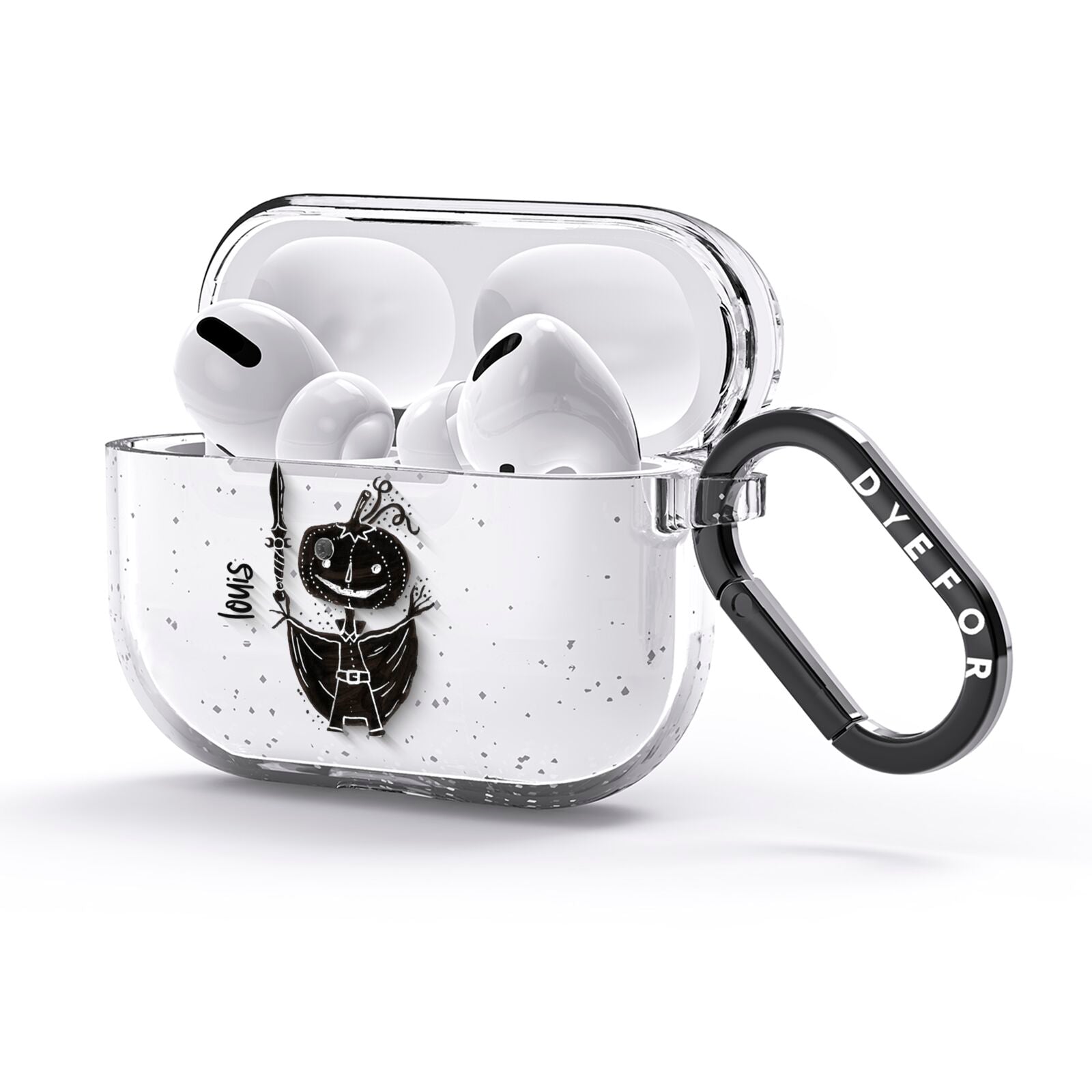 Pumpkin Head Personalised AirPods Glitter Case 3rd Gen Side Image