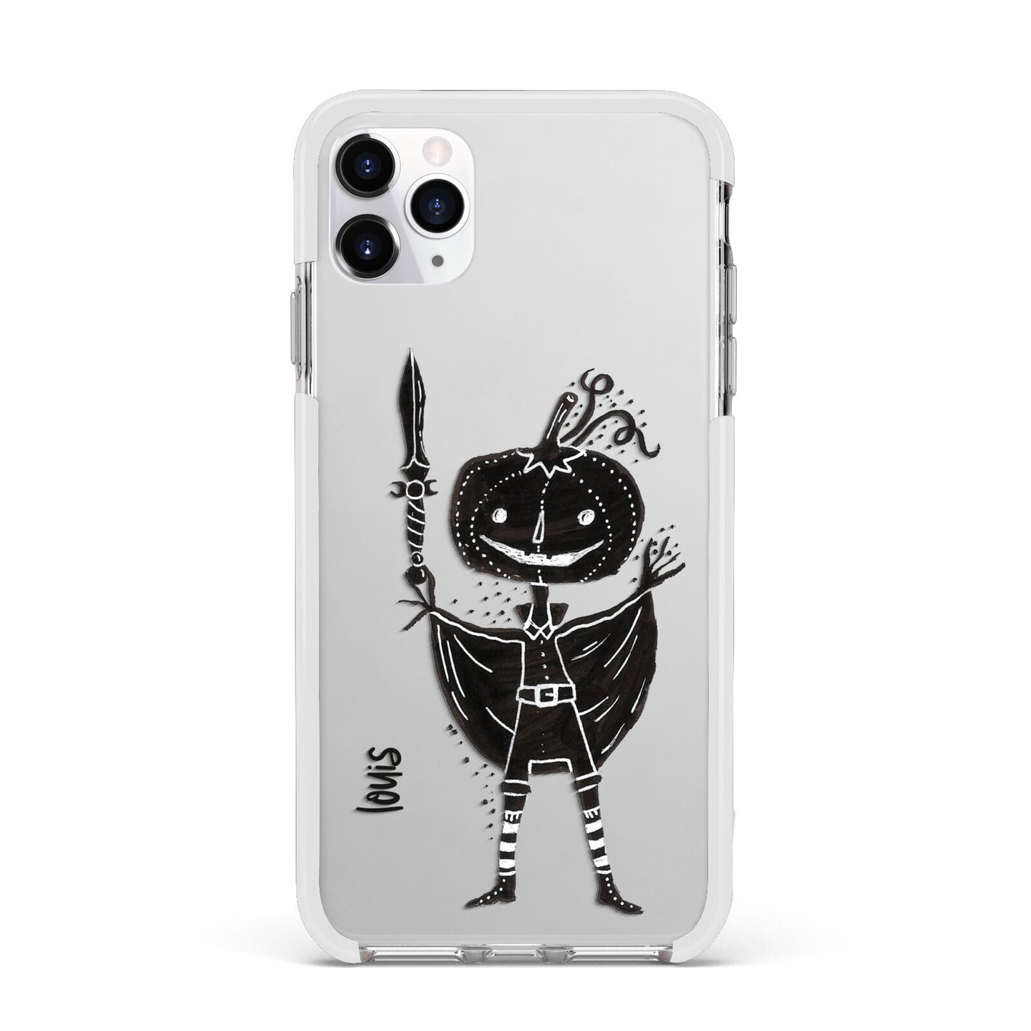 Pumpkin Head Personalised Apple iPhone 11 Pro Max in Silver with White Impact Case
