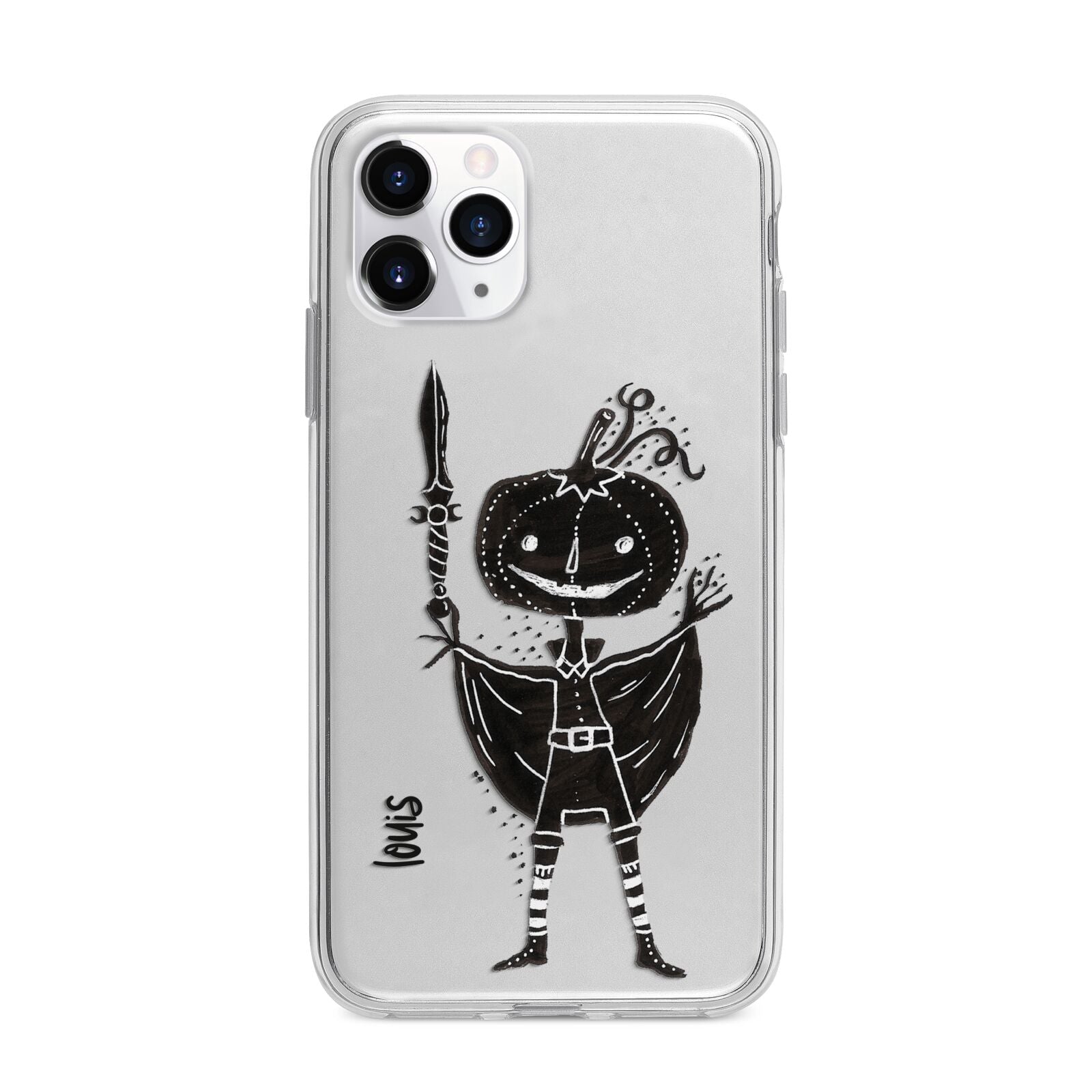 Pumpkin Head Personalised Apple iPhone 11 Pro in Silver with Bumper Case