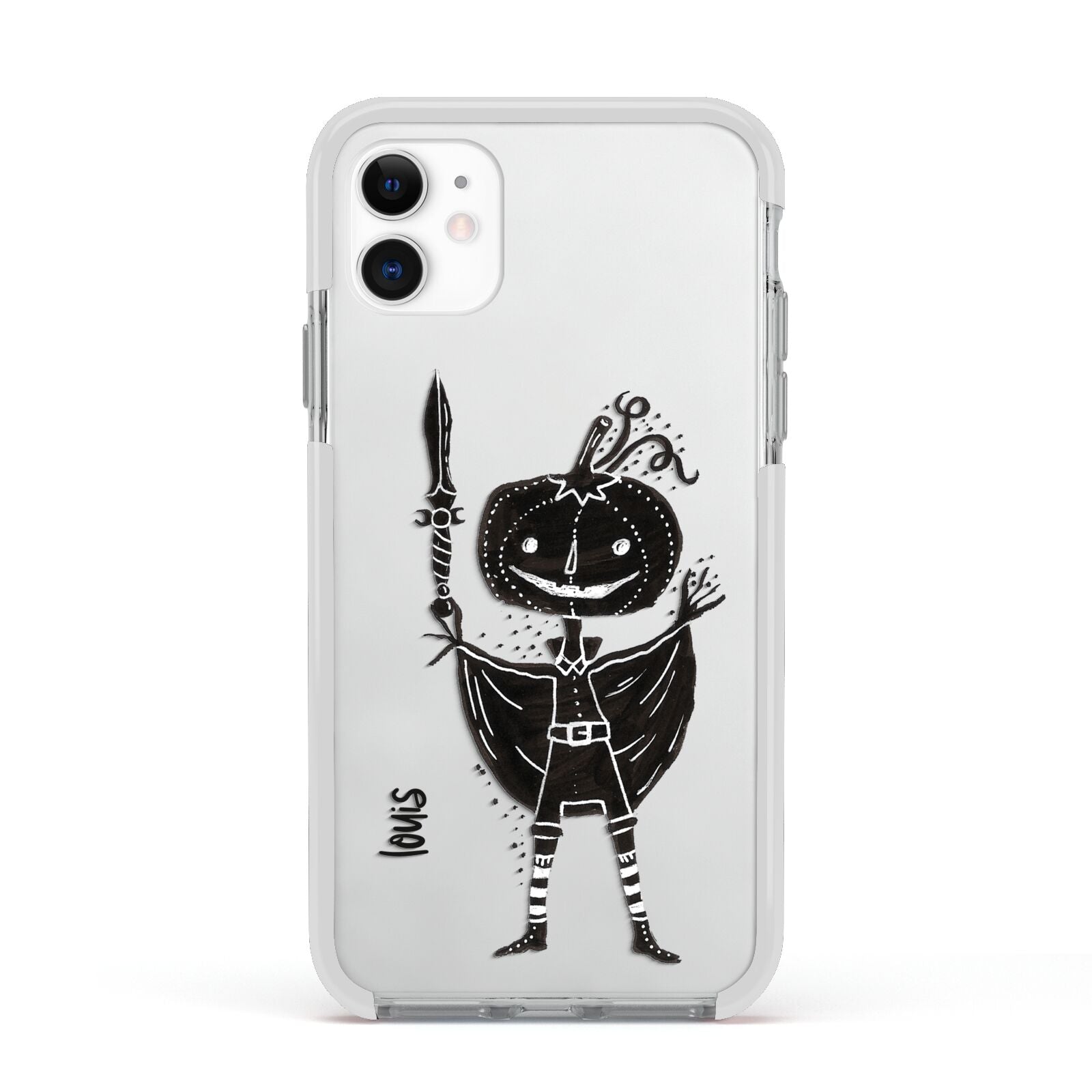 Pumpkin Head Personalised Apple iPhone 11 in White with White Impact Case