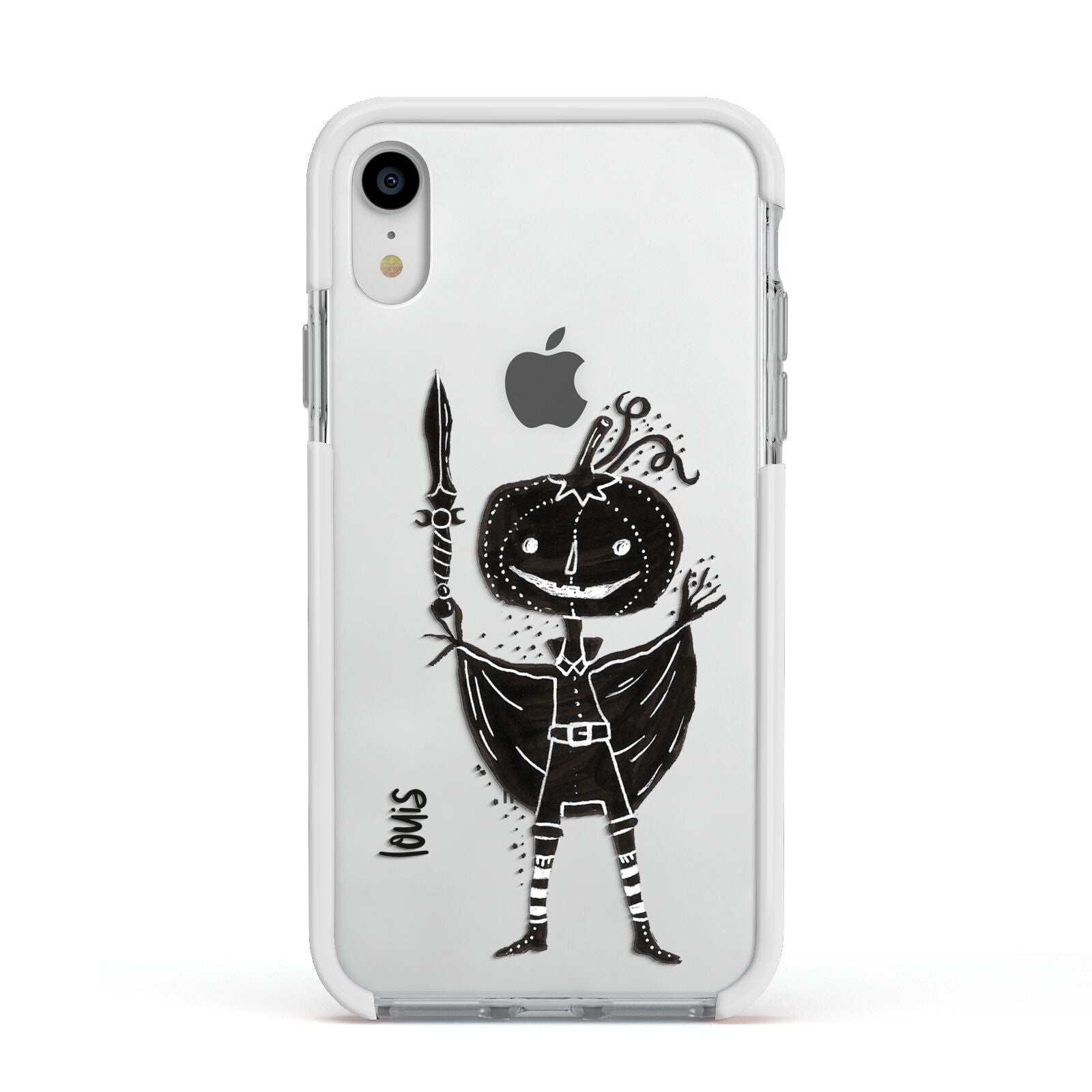 Pumpkin Head Personalised Apple iPhone XR Impact Case White Edge on Silver Phone