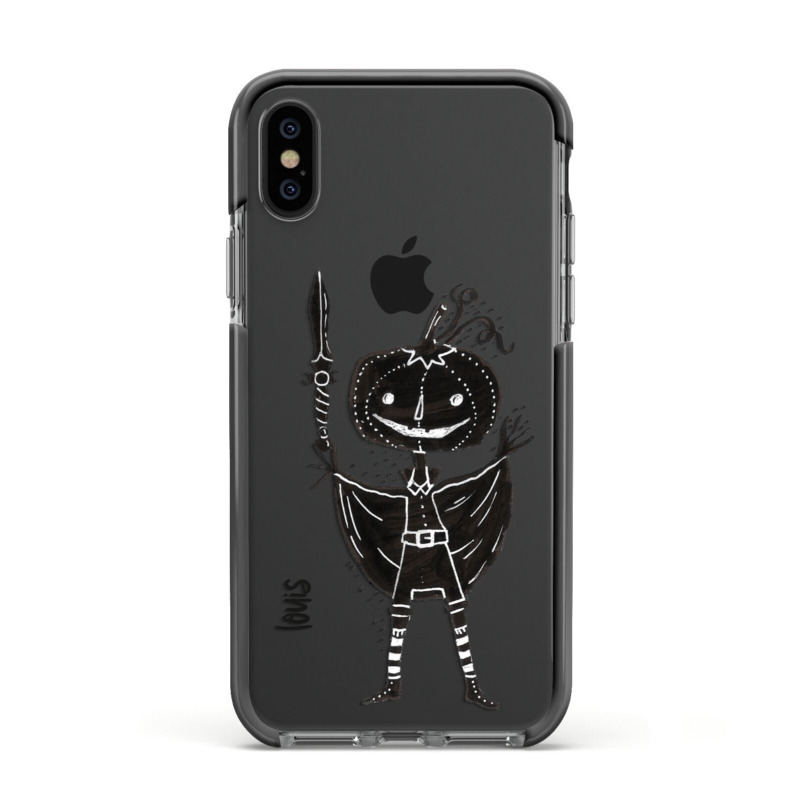Pumpkin Head Personalised Apple iPhone Xs Impact Case Black Edge on Black Phone