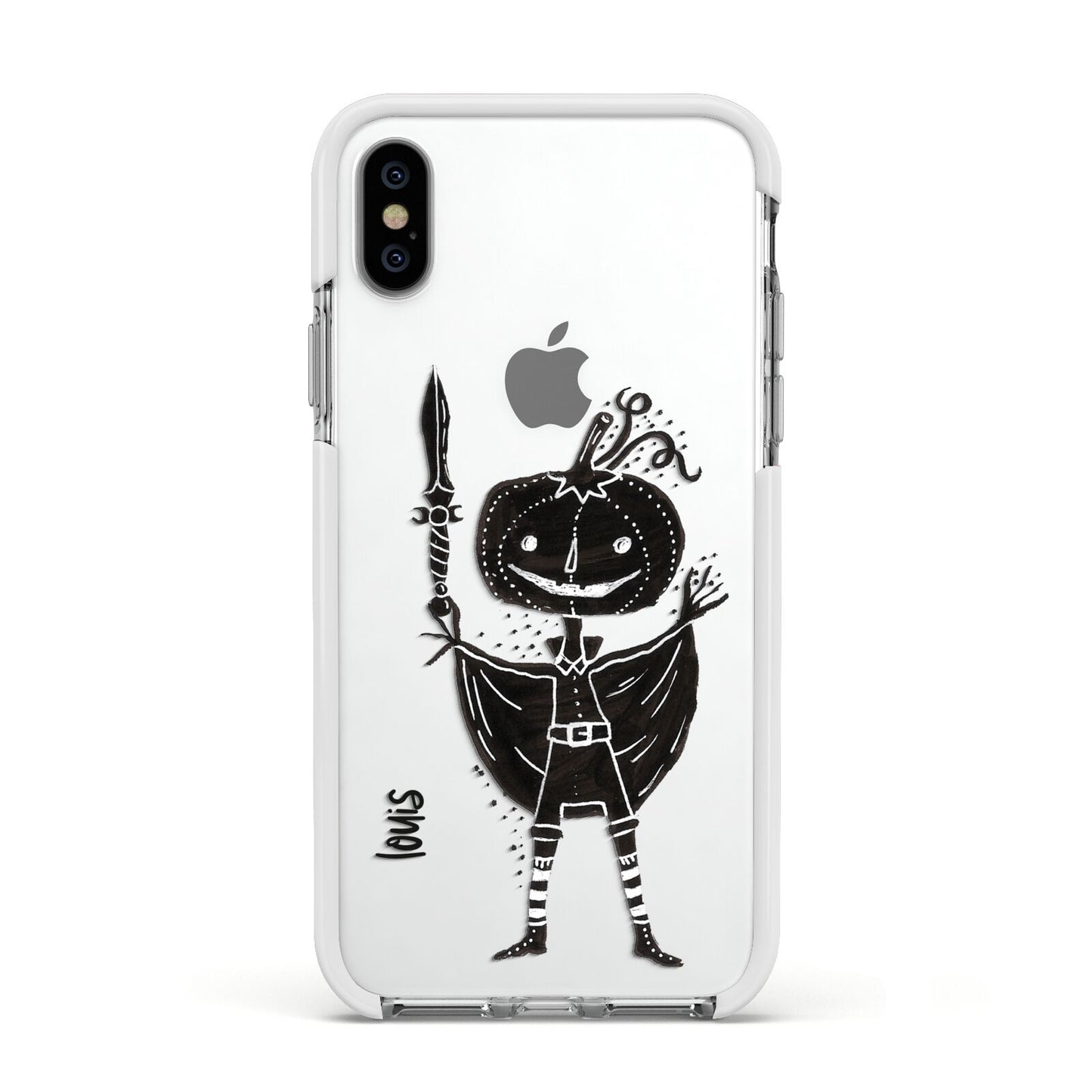 Pumpkin Head Personalised Apple iPhone Xs Impact Case White Edge on Silver Phone