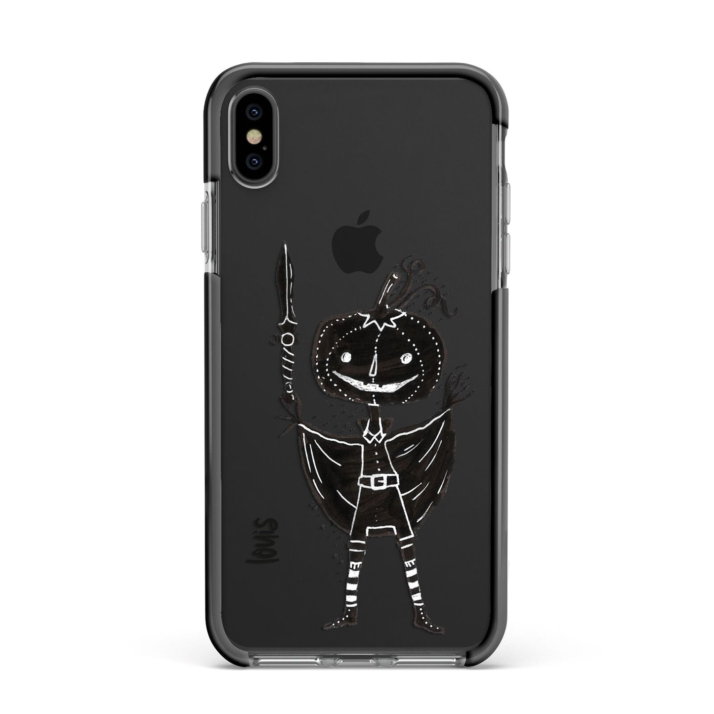 Pumpkin Head Personalised Apple iPhone Xs Max Impact Case Black Edge on Black Phone