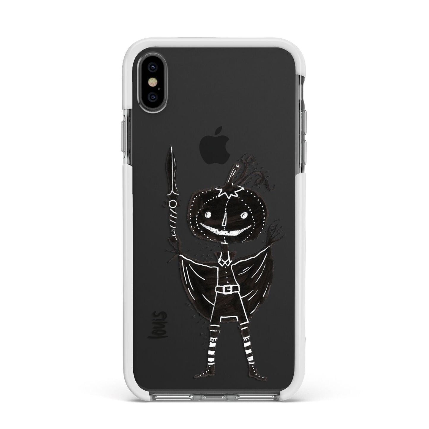 Pumpkin Head Personalised Apple iPhone Xs Max Impact Case White Edge on Black Phone