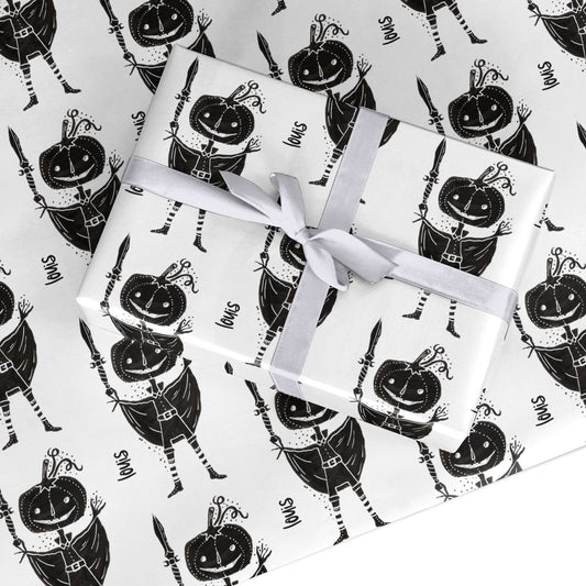 Pumpkin Head Personalised Custom Wrapping Paper