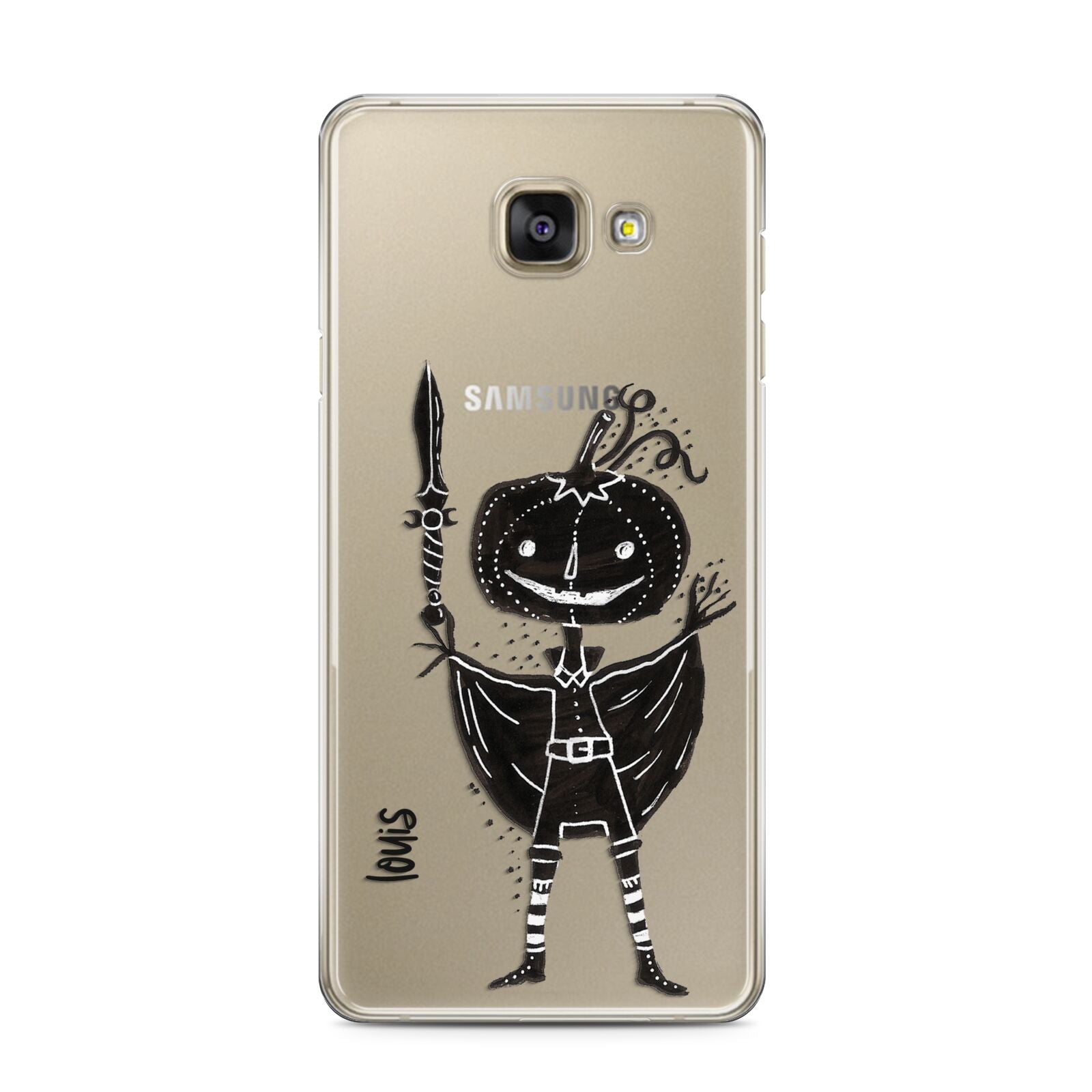 Pumpkin Head Personalised Samsung Galaxy A3 2016 Case on gold phone