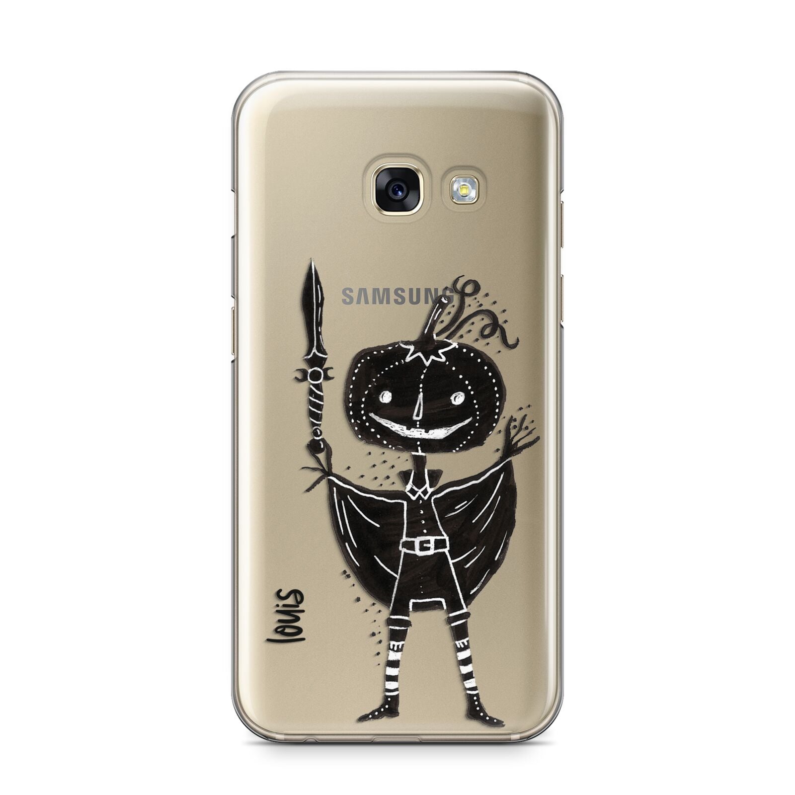 Pumpkin Head Personalised Samsung Galaxy A3 2017 Case on gold phone