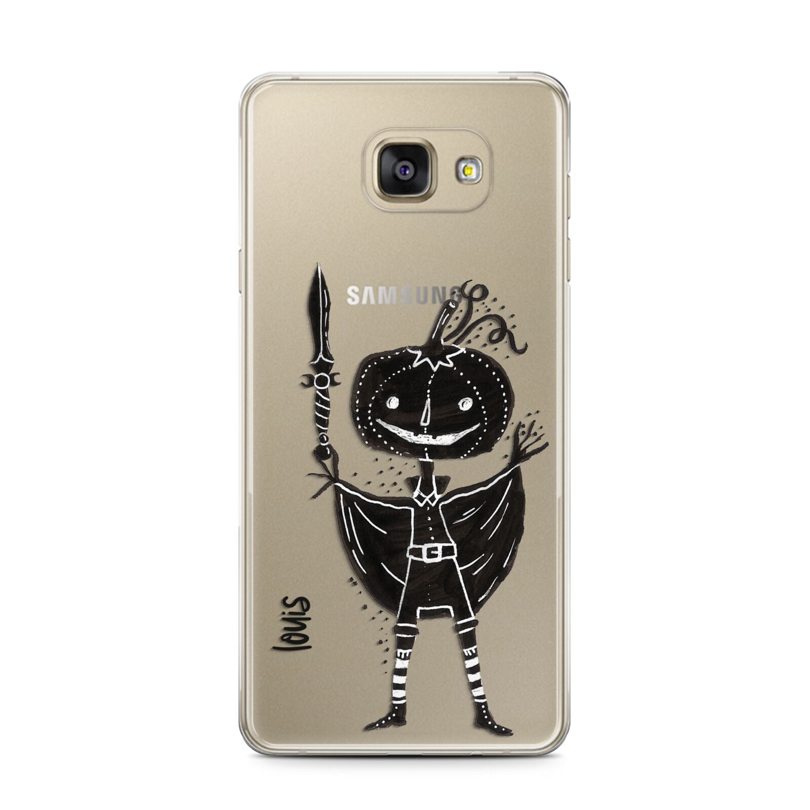 Pumpkin Head Personalised Samsung Galaxy A7 2016 Case on gold phone