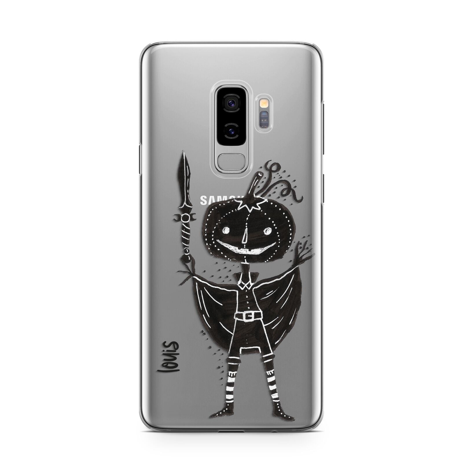 Pumpkin Head Personalised Samsung Galaxy S9 Plus Case on Silver phone