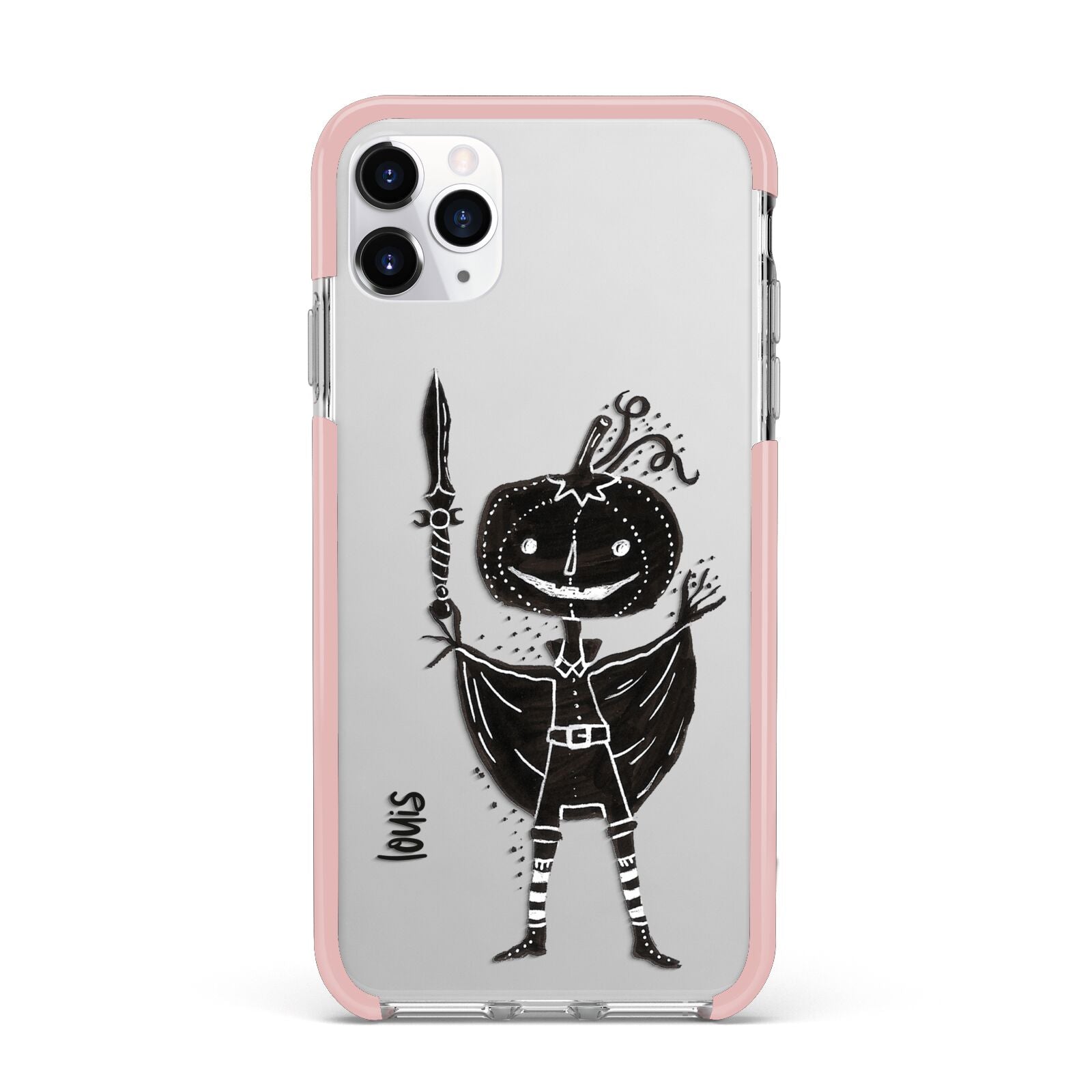 Pumpkin Head Personalised iPhone 11 Pro Max Impact Pink Edge Case