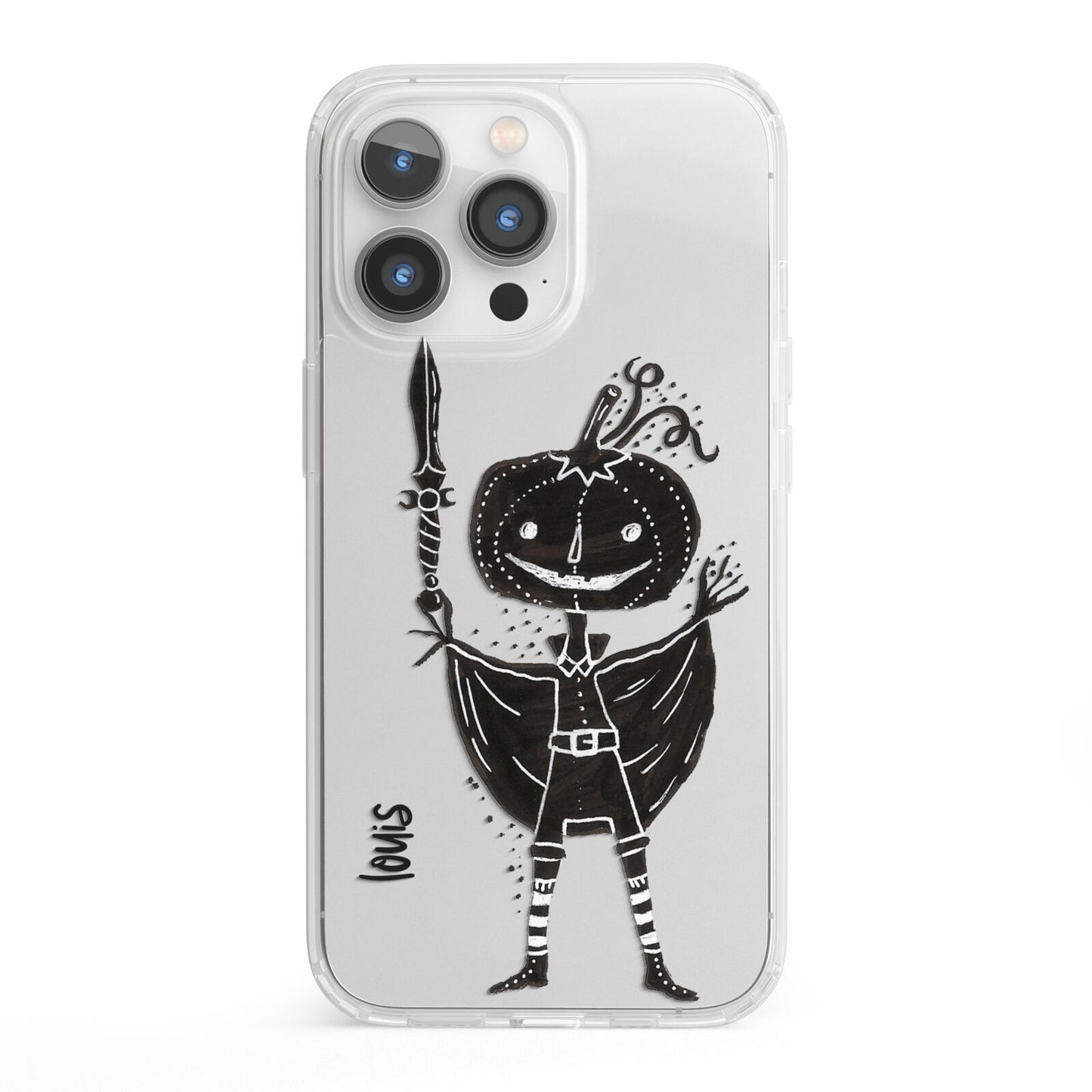 Pumpkin Head Personalised iPhone 13 Pro Clear Bumper Case
