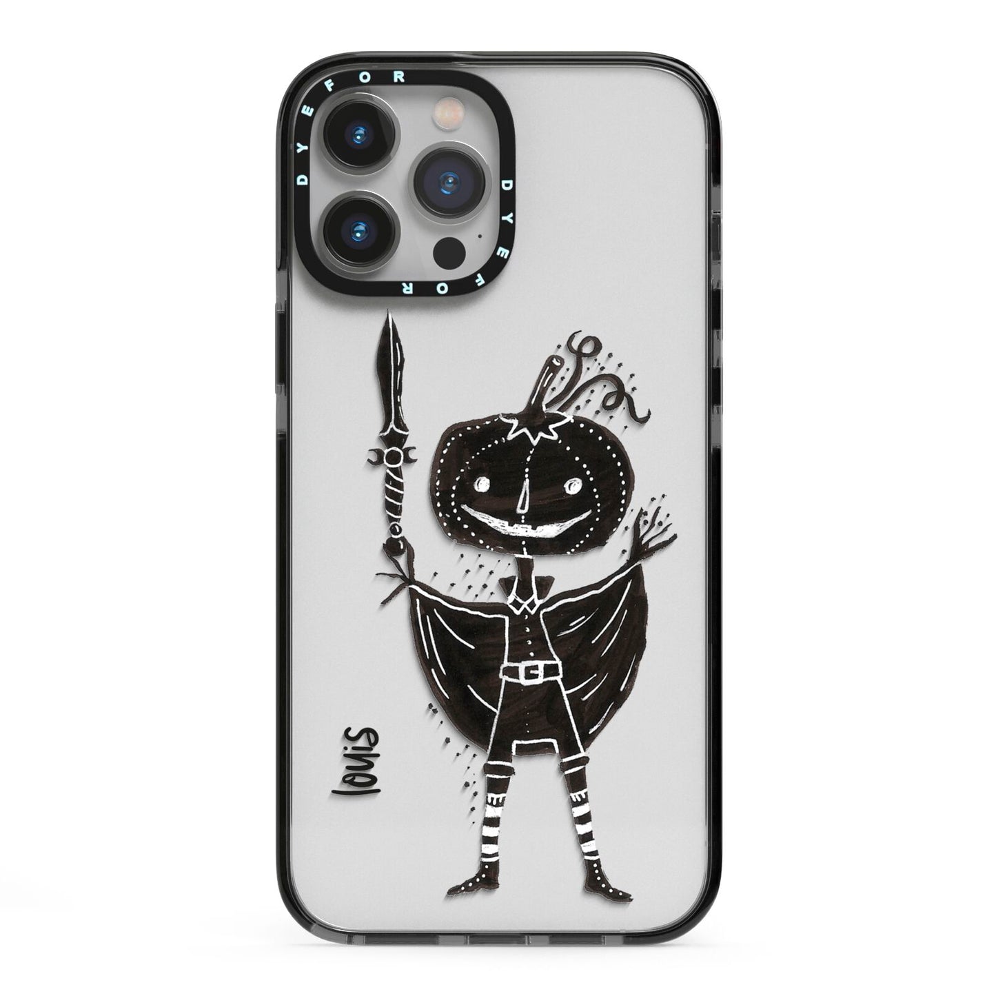 Pumpkin Head Personalised iPhone 13 Pro Max Black Impact Case on Silver phone