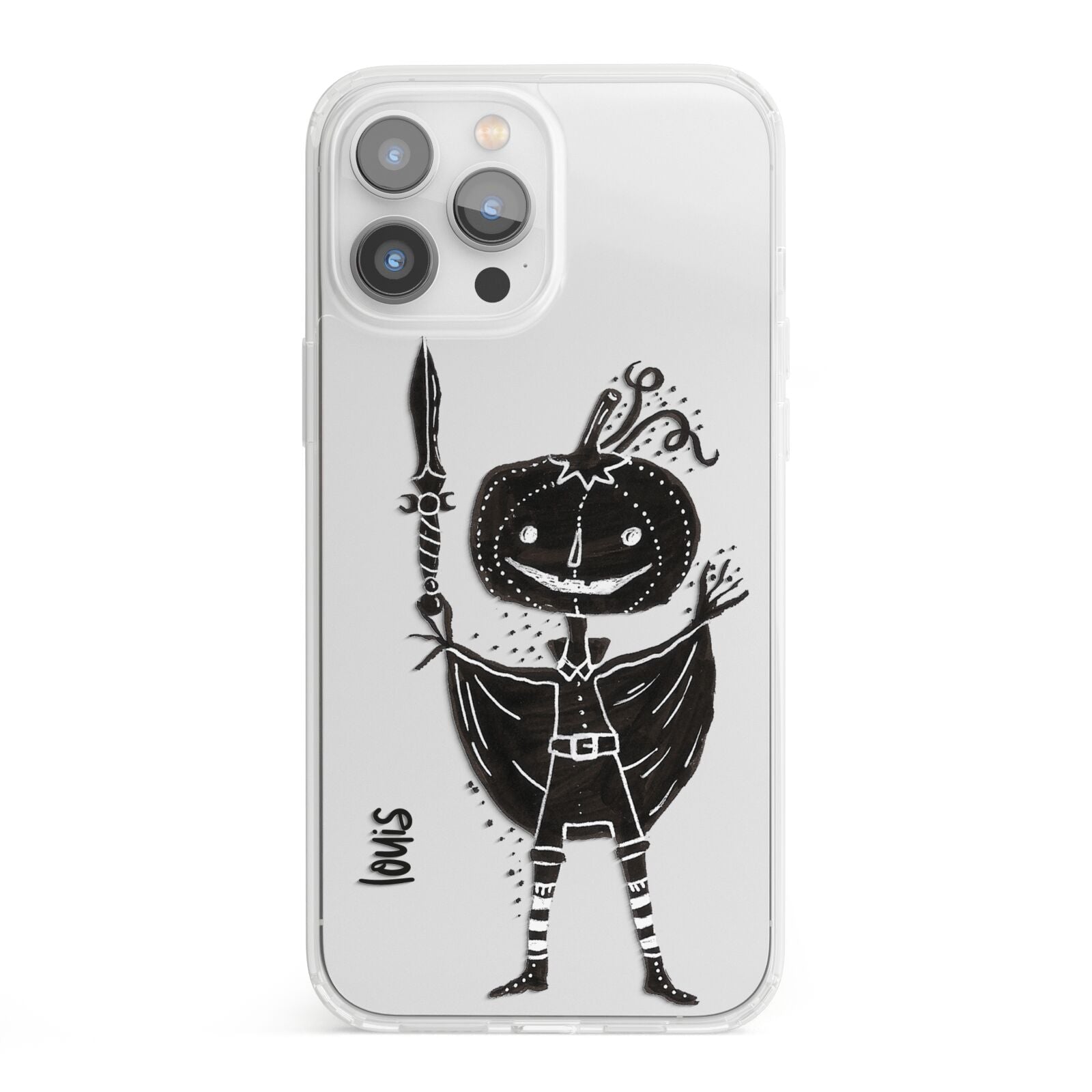 Pumpkin Head Personalised iPhone 13 Pro Max Clear Bumper Case