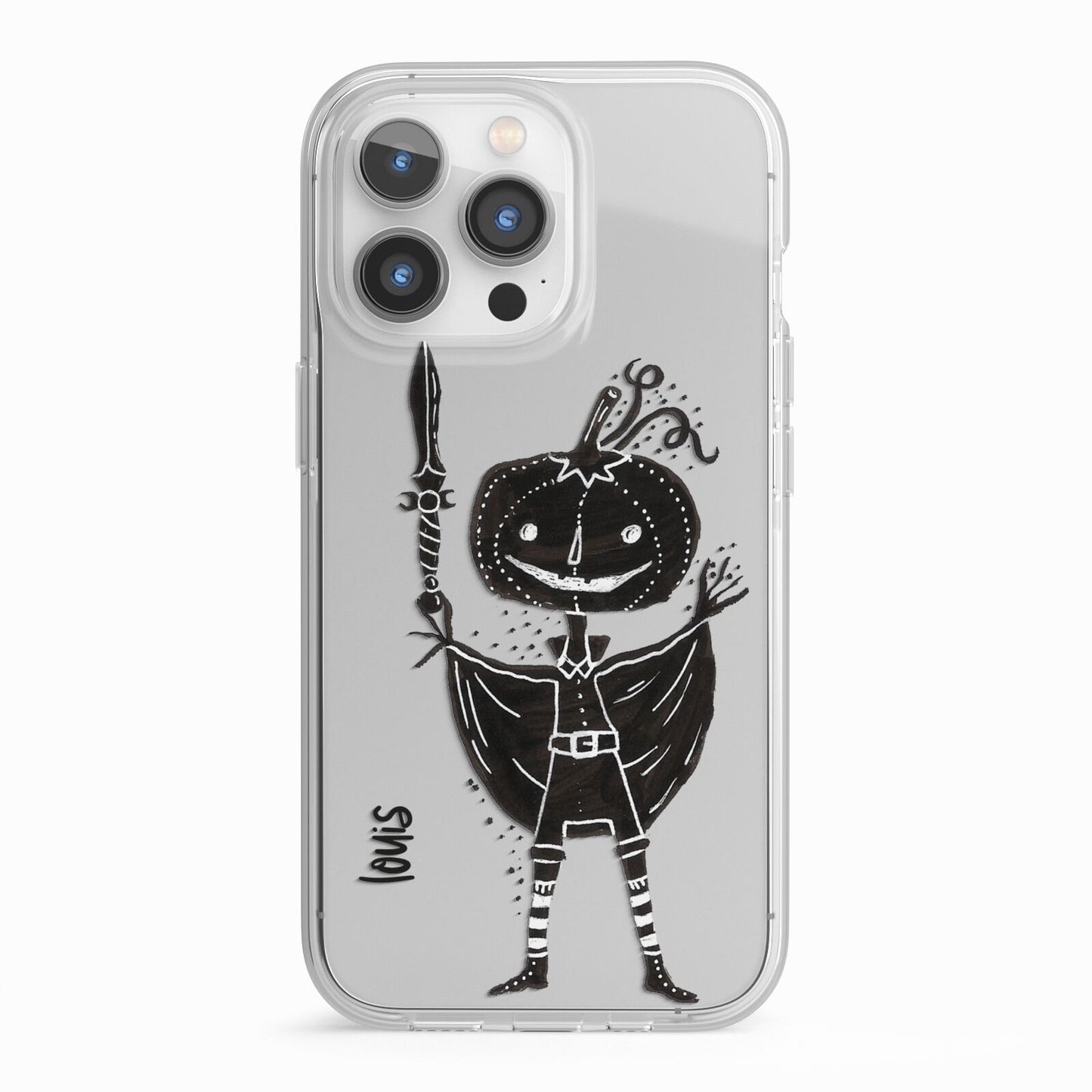 Pumpkin Head Personalised iPhone 13 Pro TPU Impact Case with White Edges