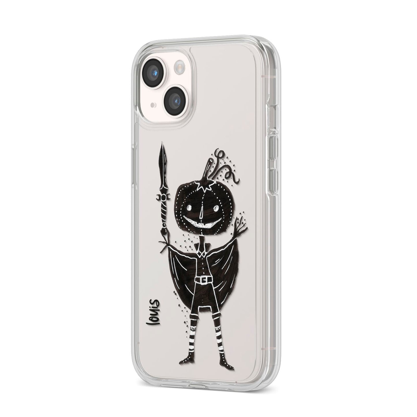 Pumpkin Head Personalised iPhone 14 Clear Tough Case Starlight Angled Image