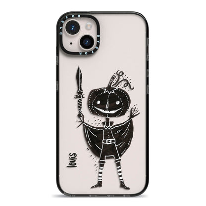 Pumpkin Head Personalised iPhone 14 Plus Black Impact Case on Silver phone