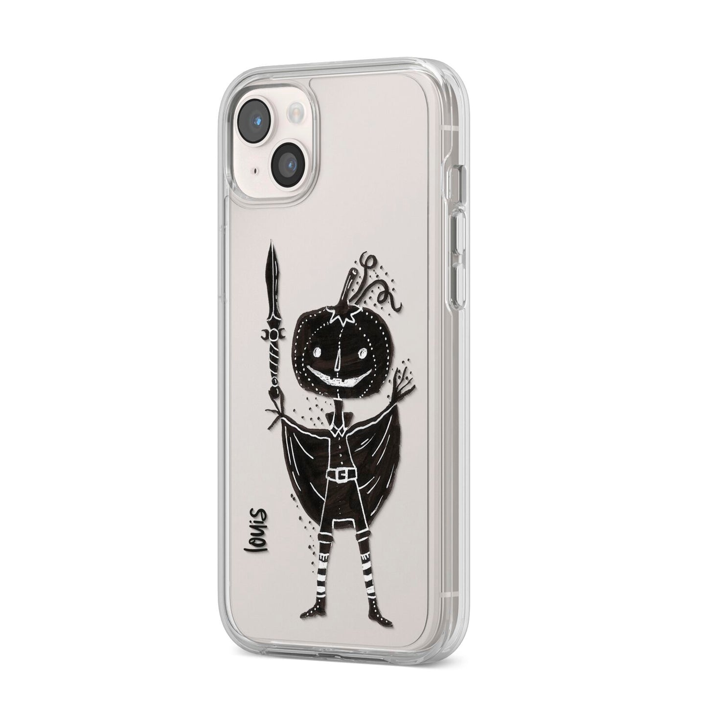 Pumpkin Head Personalised iPhone 14 Plus Clear Tough Case Starlight Angled Image