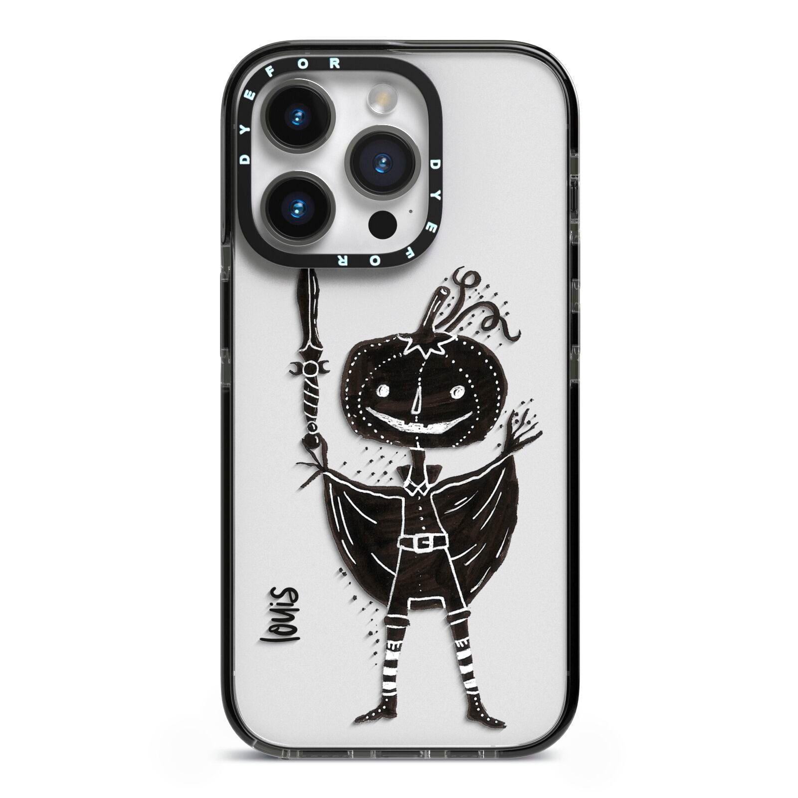Pumpkin Head Personalised iPhone 14 Pro Black Impact Case on Silver phone
