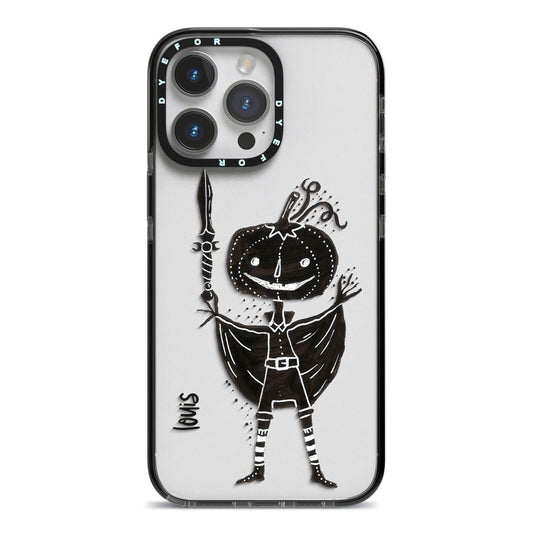 Pumpkin Head Personalised iPhone 14 Pro Max Black Impact Case on Silver phone