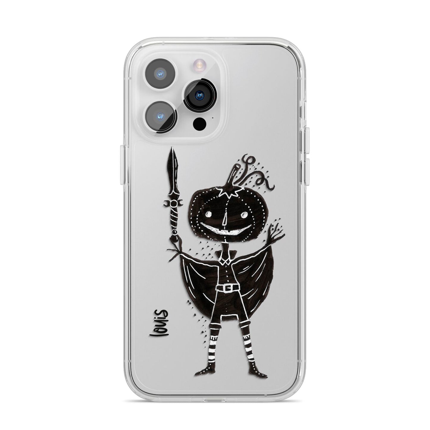 Pumpkin Head Personalised iPhone 14 Pro Max Clear Tough Case Silver