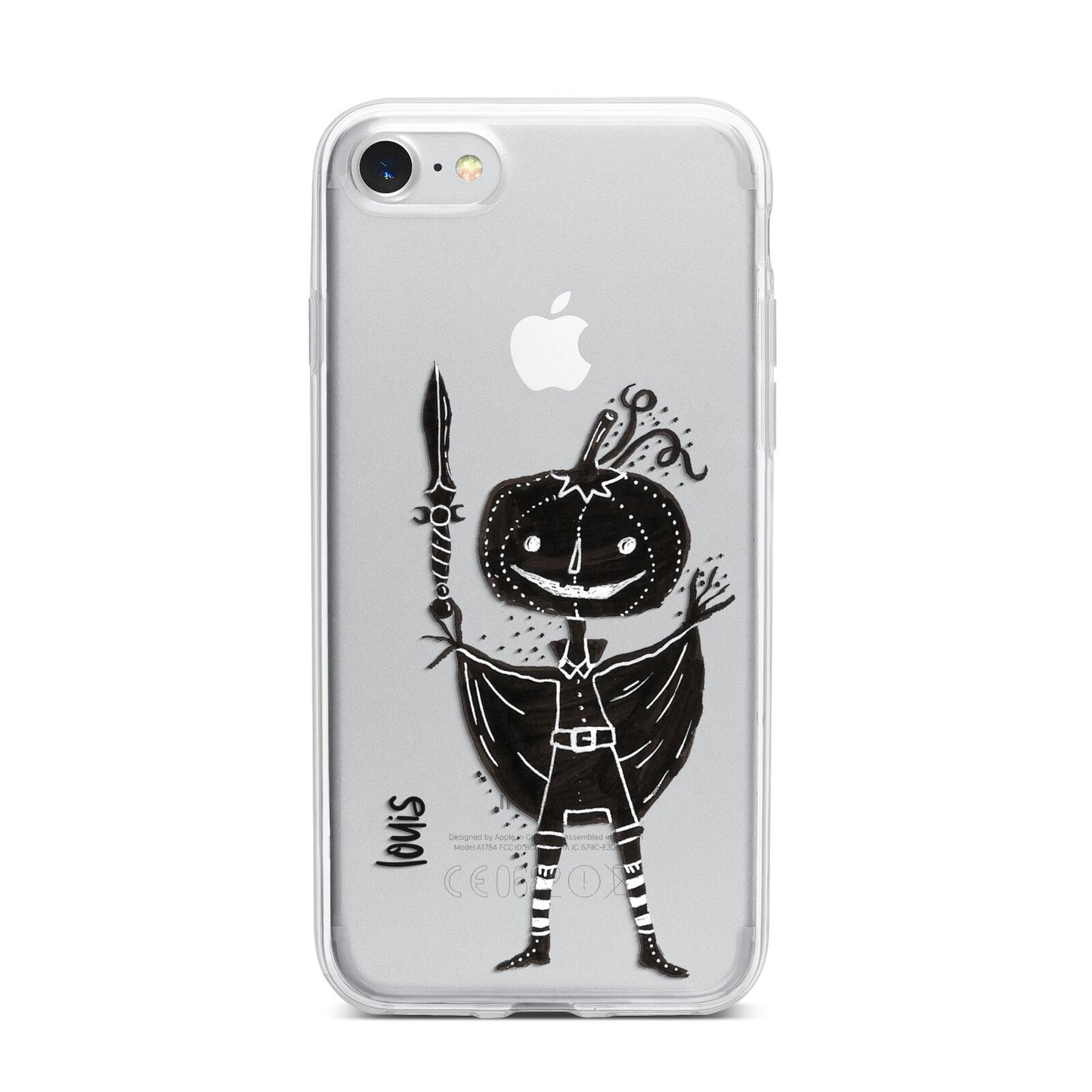 Pumpkin Head Personalised iPhone 7 Bumper Case on Silver iPhone