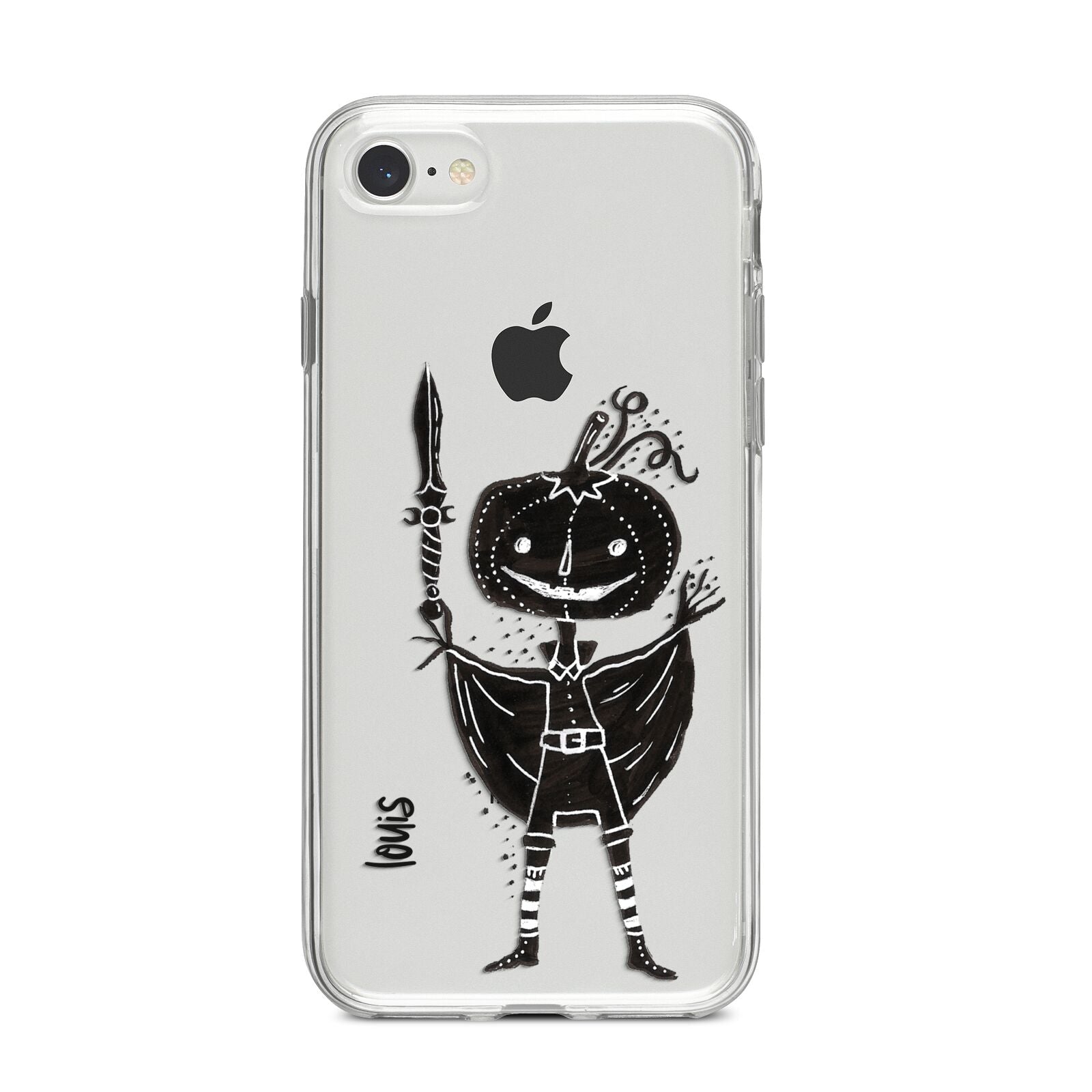 Pumpkin Head Personalised iPhone 8 Bumper Case on Silver iPhone