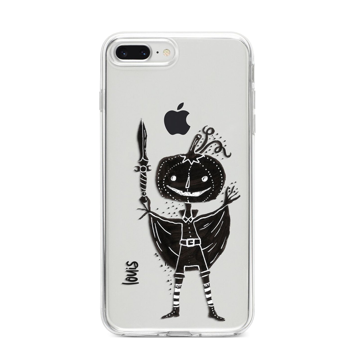 Pumpkin Head Personalised iPhone 8 Plus Bumper Case on Silver iPhone