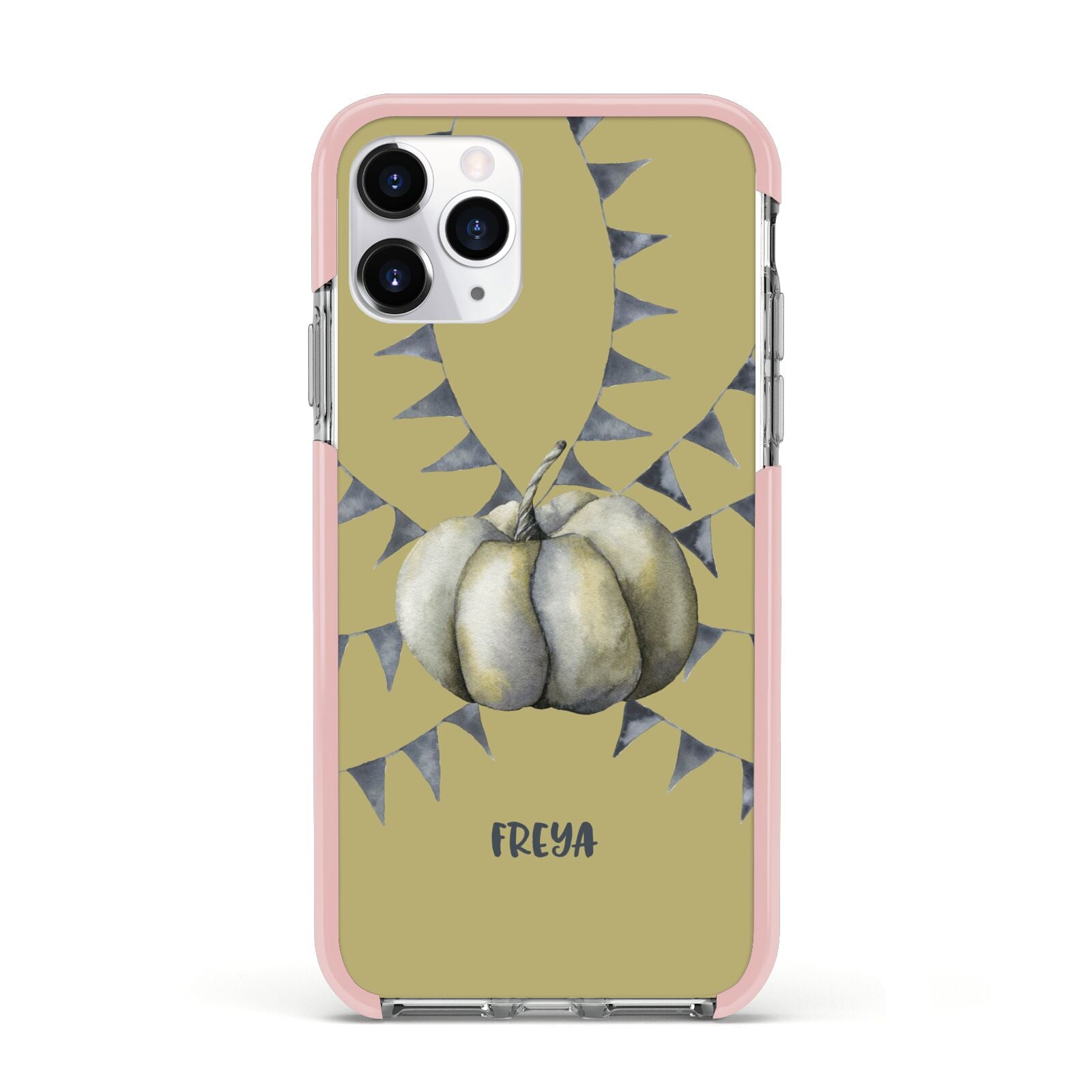 Pumpkin Part Halloween Apple iPhone 11 Pro in Silver with Pink Impact Case