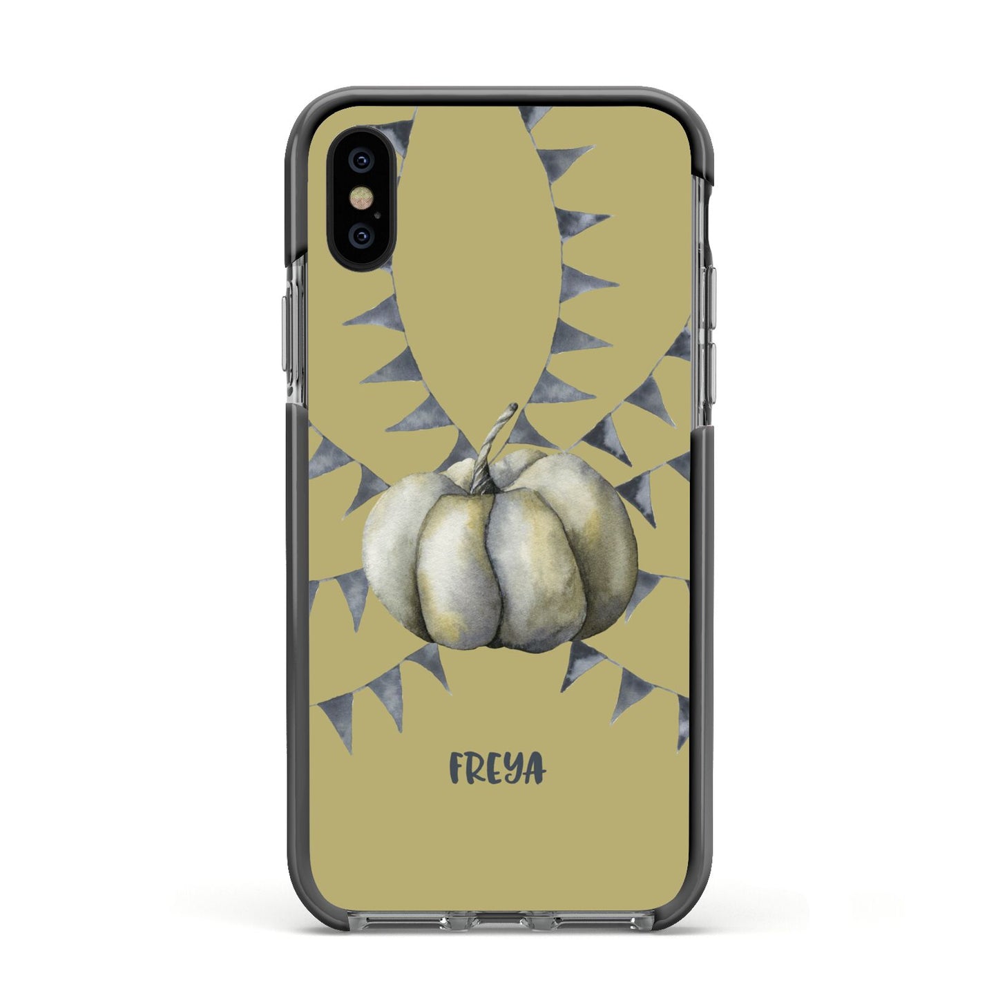 Pumpkin Part Halloween Apple iPhone Xs Impact Case Black Edge on Black Phone