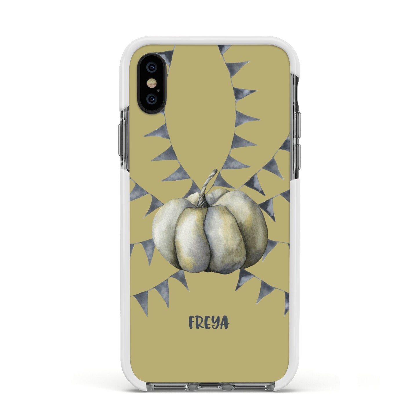 Pumpkin Part Halloween Apple iPhone Xs Impact Case White Edge on Black Phone