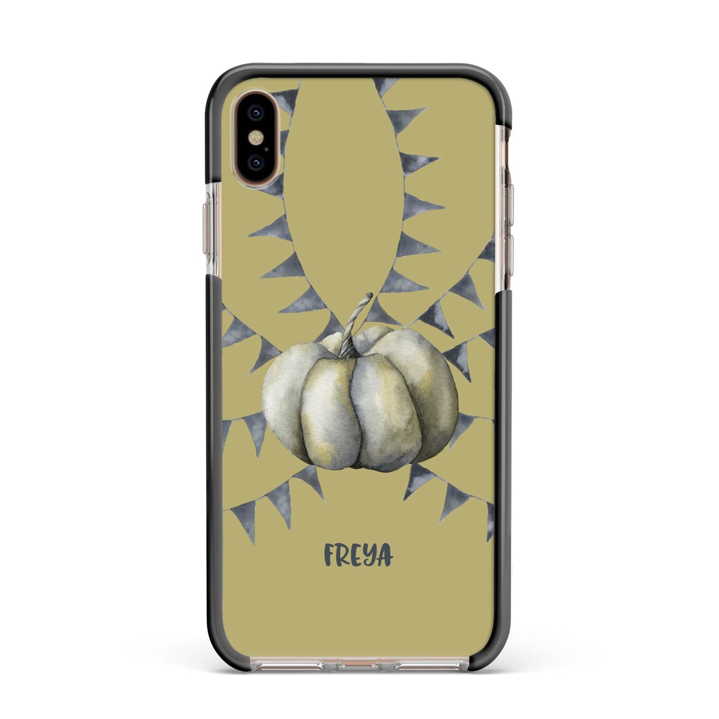 Pumpkin Part Halloween Apple iPhone Xs Max Impact Case Black Edge on Gold Phone