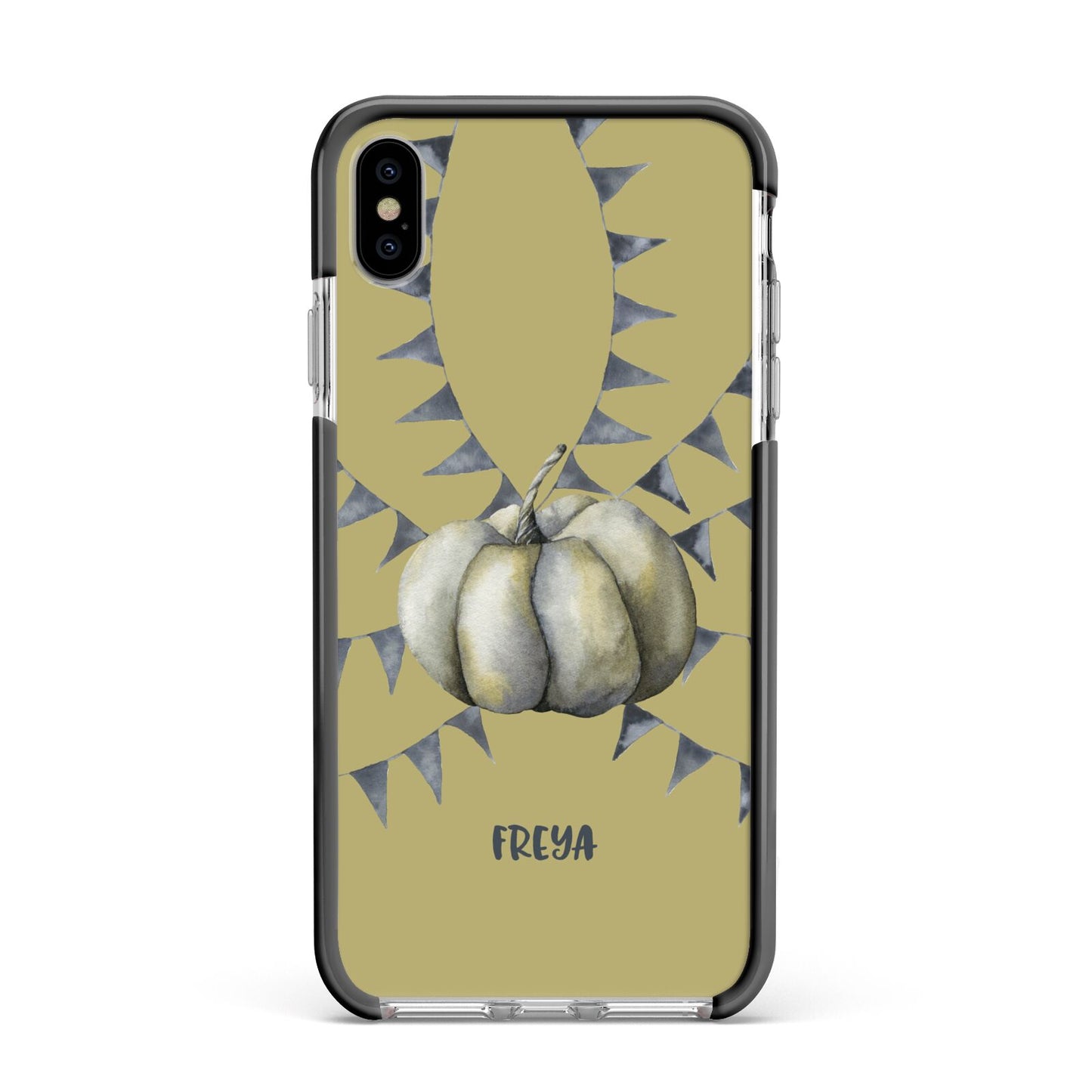 Pumpkin Part Halloween Apple iPhone Xs Max Impact Case Black Edge on Silver Phone