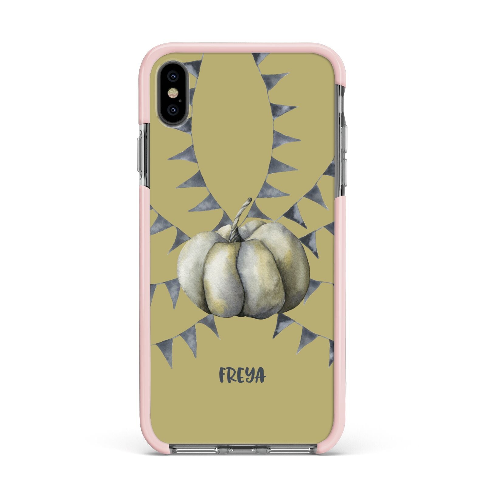 Pumpkin Part Halloween Apple iPhone Xs Max Impact Case Pink Edge on Black Phone