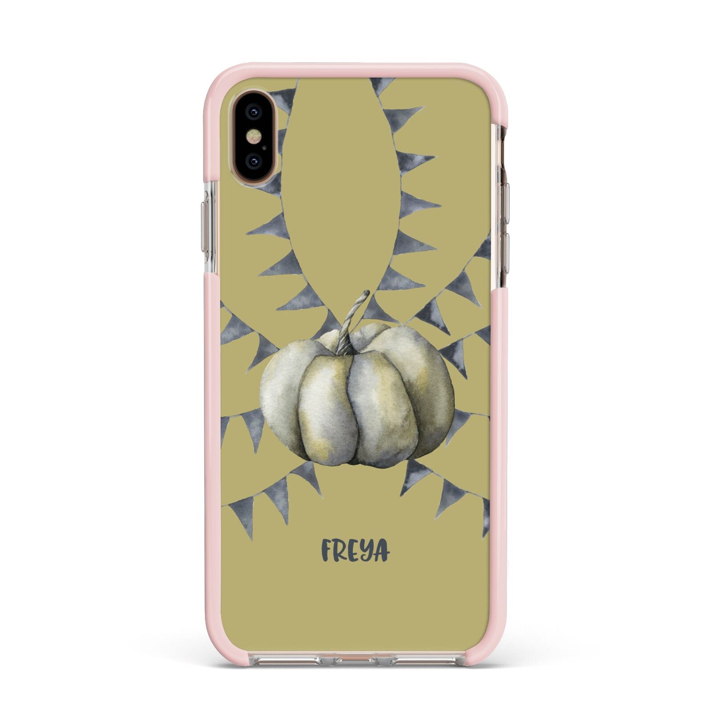 Pumpkin Part Halloween Apple iPhone Xs Max Impact Case Pink Edge on Gold Phone