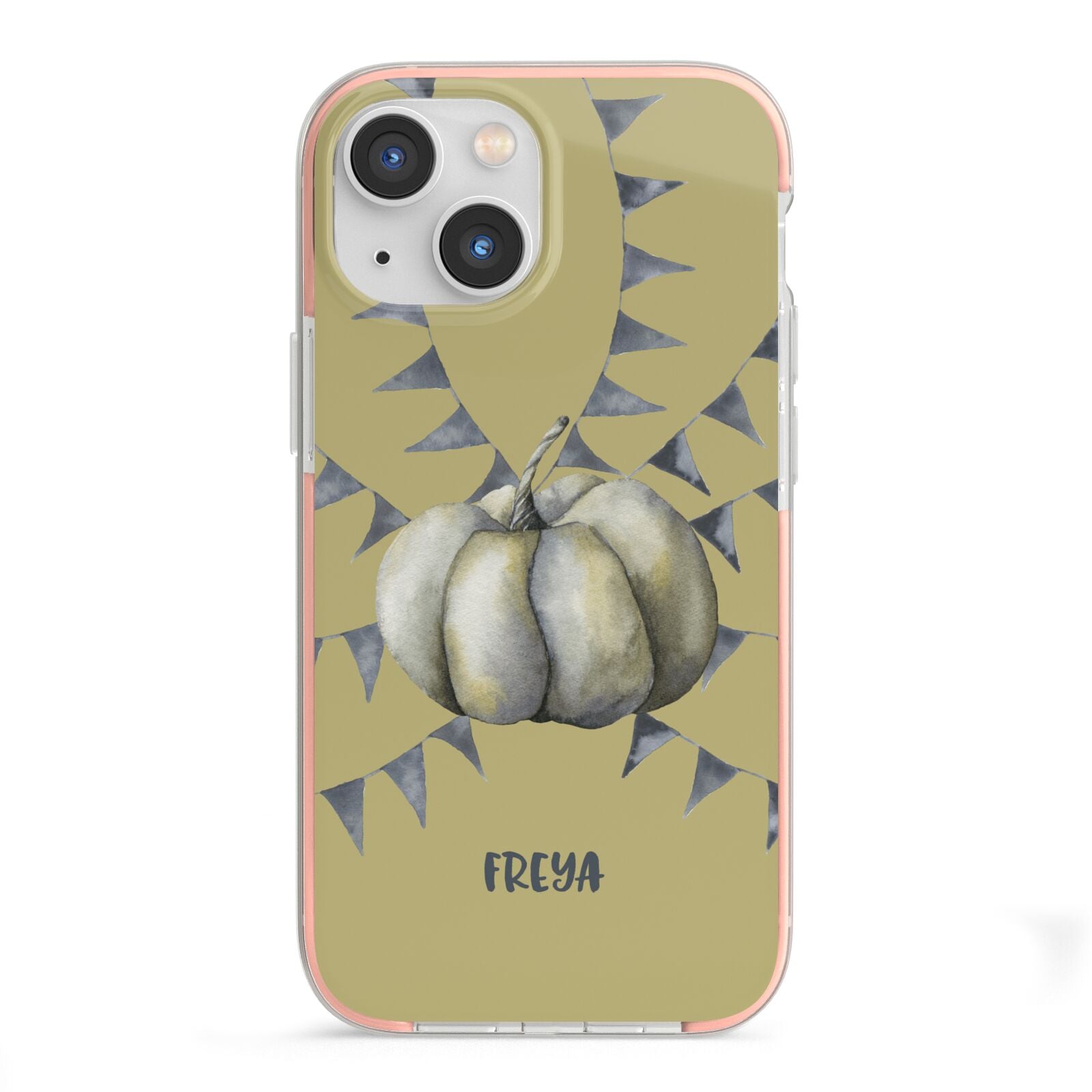 Pumpkin Part Halloween iPhone 13 Mini TPU Impact Case with Pink Edges