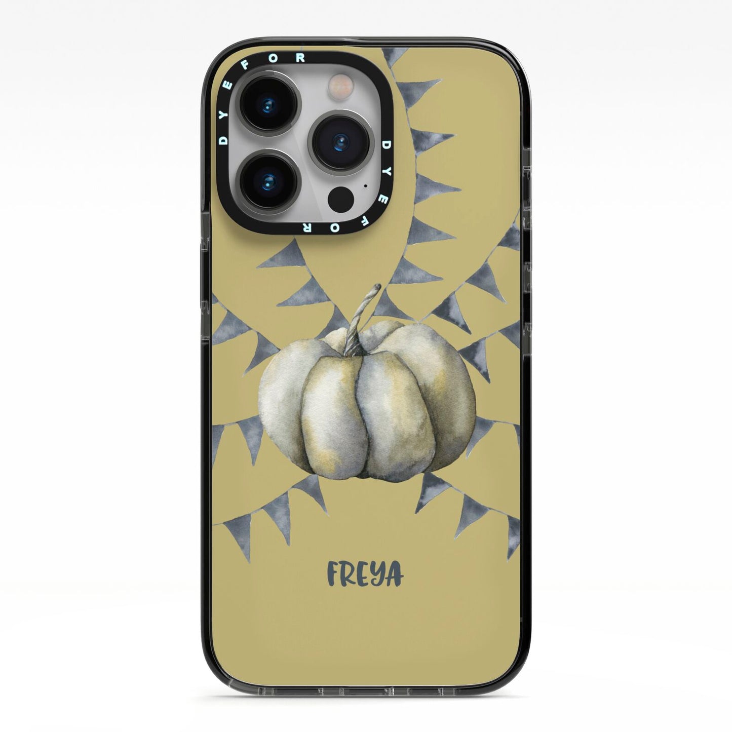 Pumpkin Part Halloween iPhone 13 Pro Black Impact Case on Silver phone